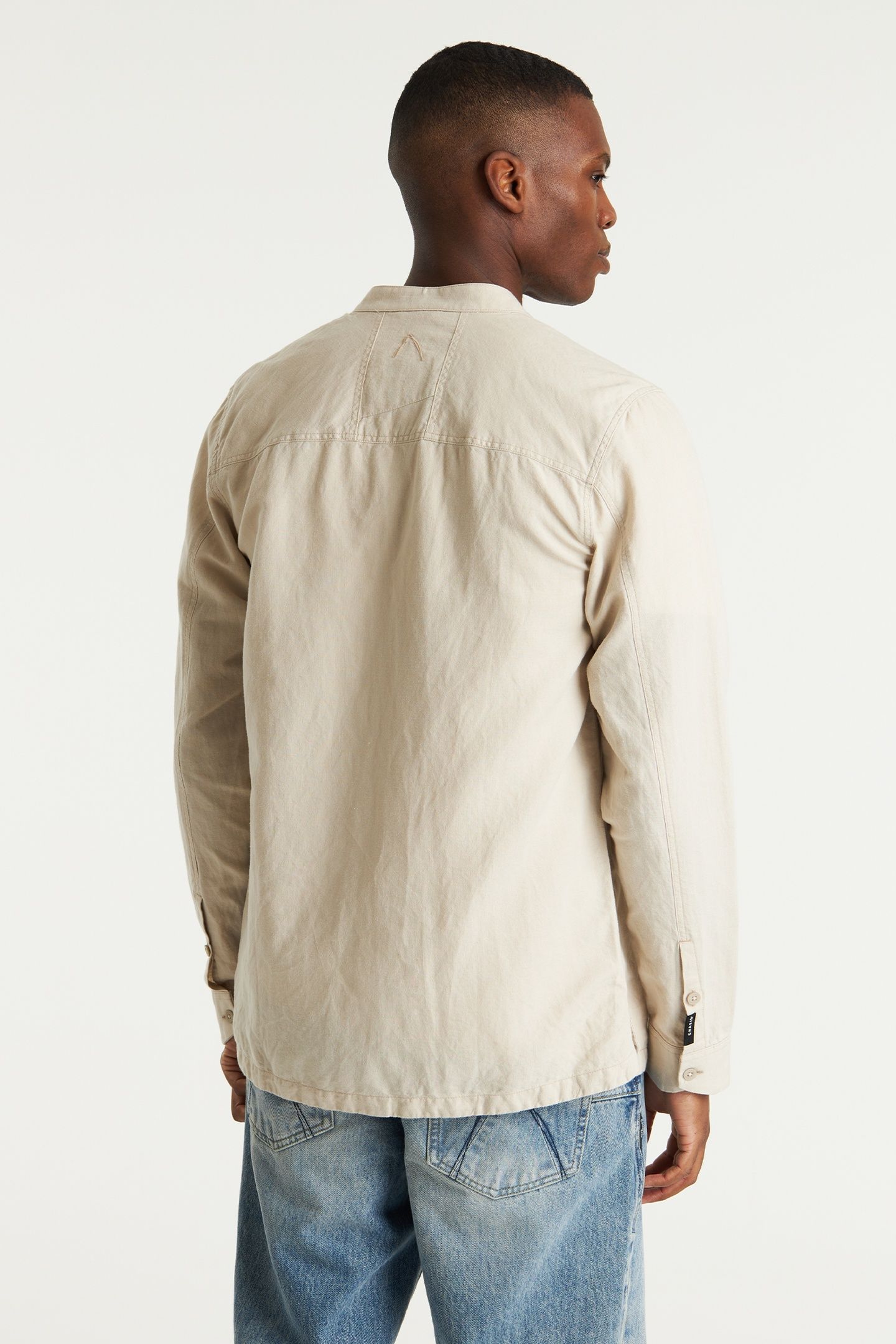 MAO LINEN SHIRT LONG SLEEVE SILVER LINING 2