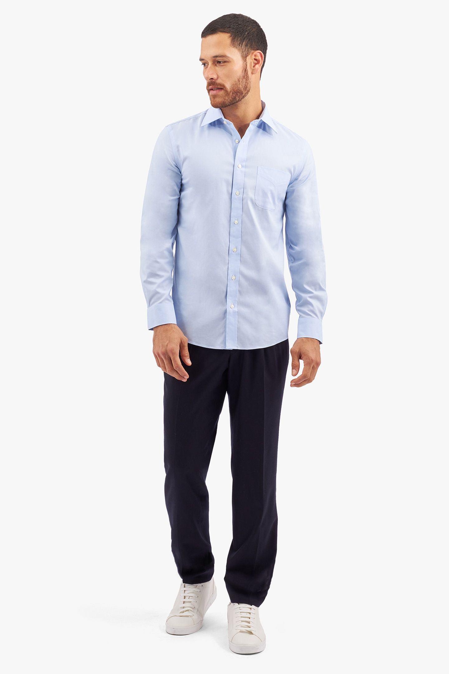 SLIM FIT NON-IRON STRETCH COTTON SHIRT WITH AINSLEY COLLAR L 2