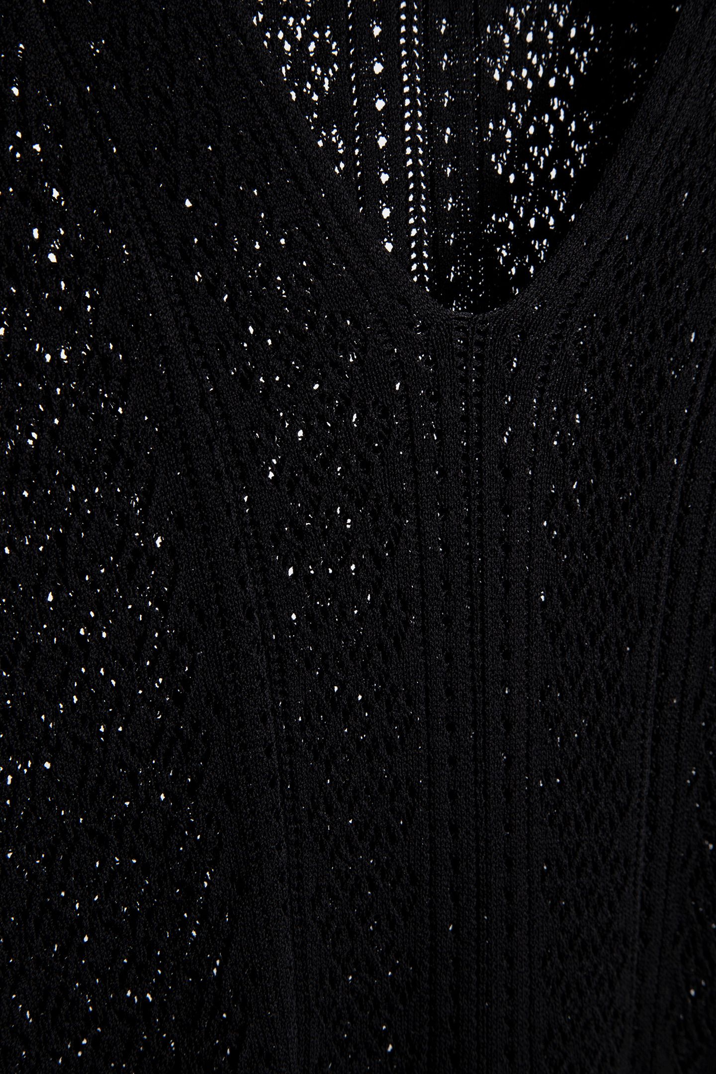 V-NECK KNITTED CROCHET DRESS BLACK 4