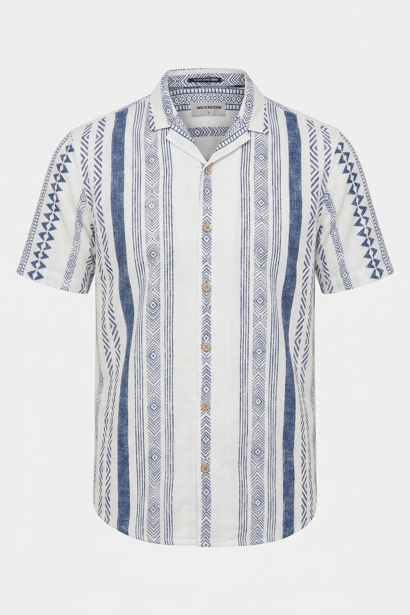 SHIRT SHORT SLEEVE REVERS COLLAR SLUB ALLOVER PRINTED INDIGO 4
