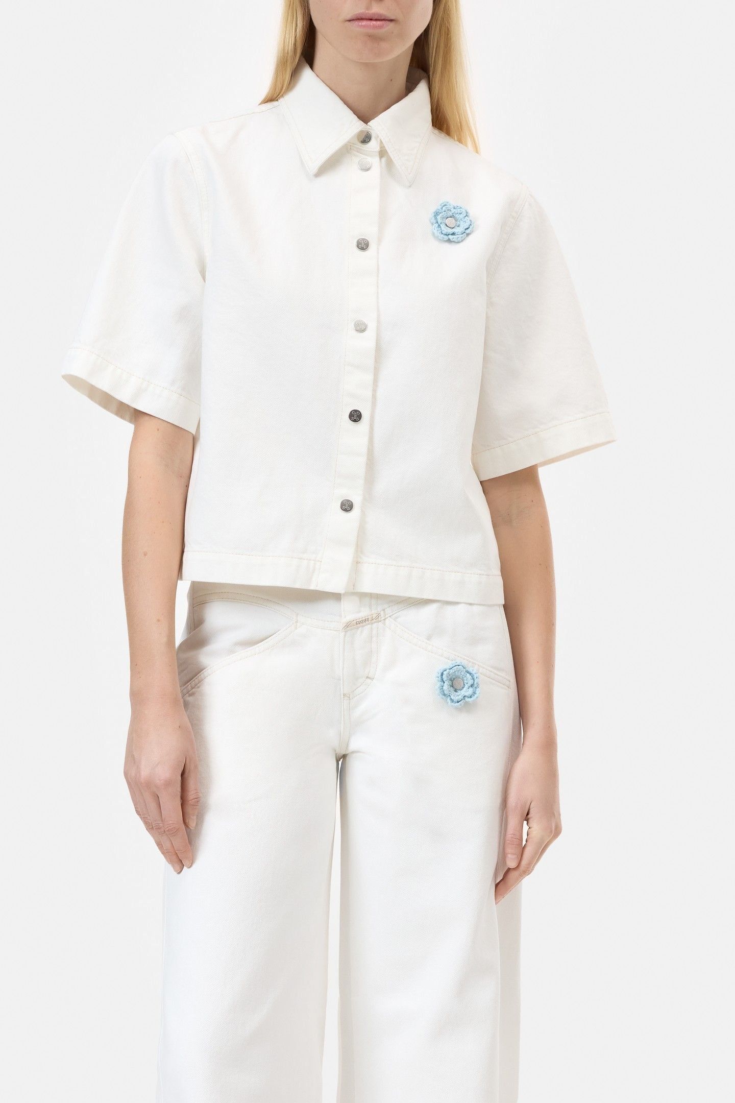 SHORT SLEEVE DENIM SHIRT ECRU 2