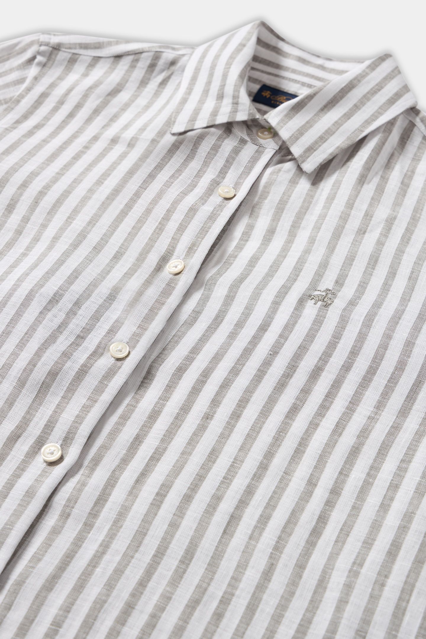 RELAXED FIT STRIPED LINEN SHIRT MEN'S DESIGN GREEN 5
