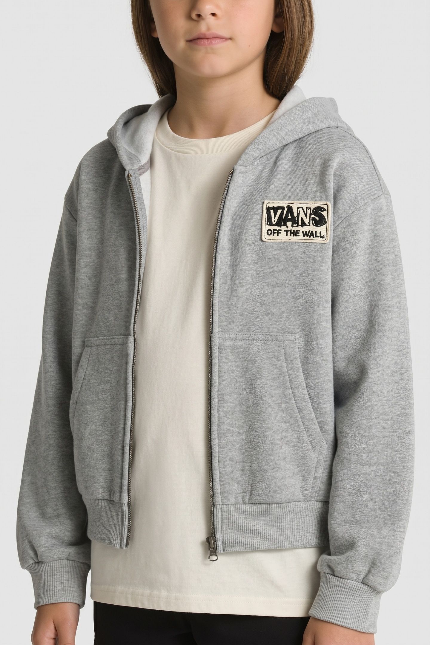 GIRLS VAN-ARCHY LABEL ZIP CEMENT HEATHER 1
