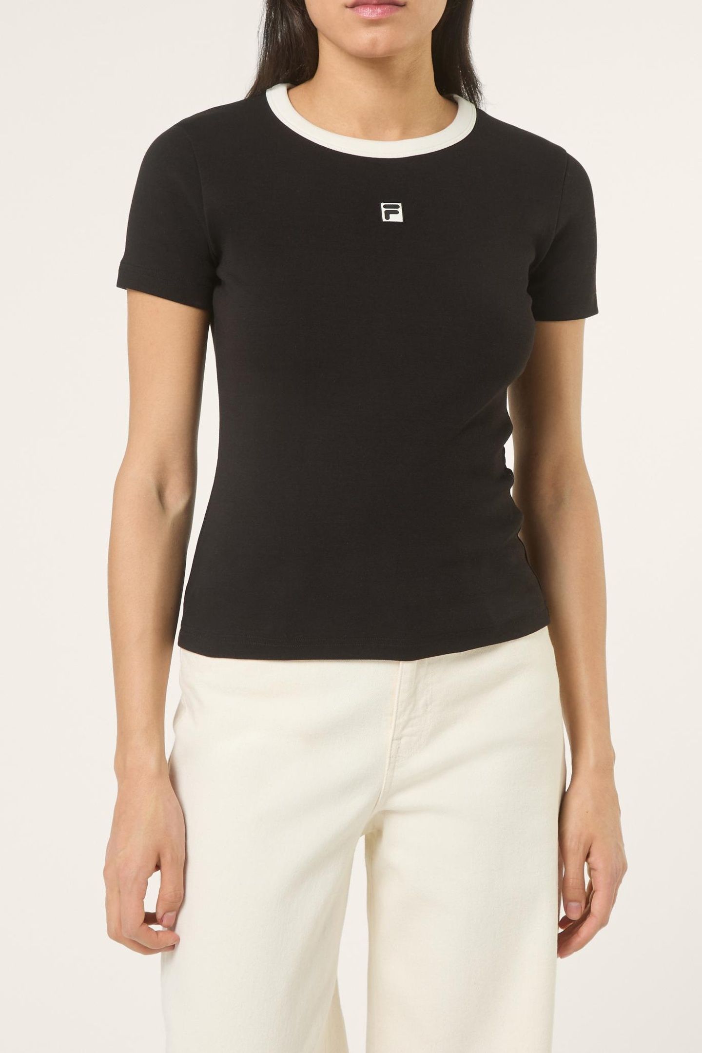 MONTEBENI SLIM LOGO RIB T-SHIRT BLACK 1