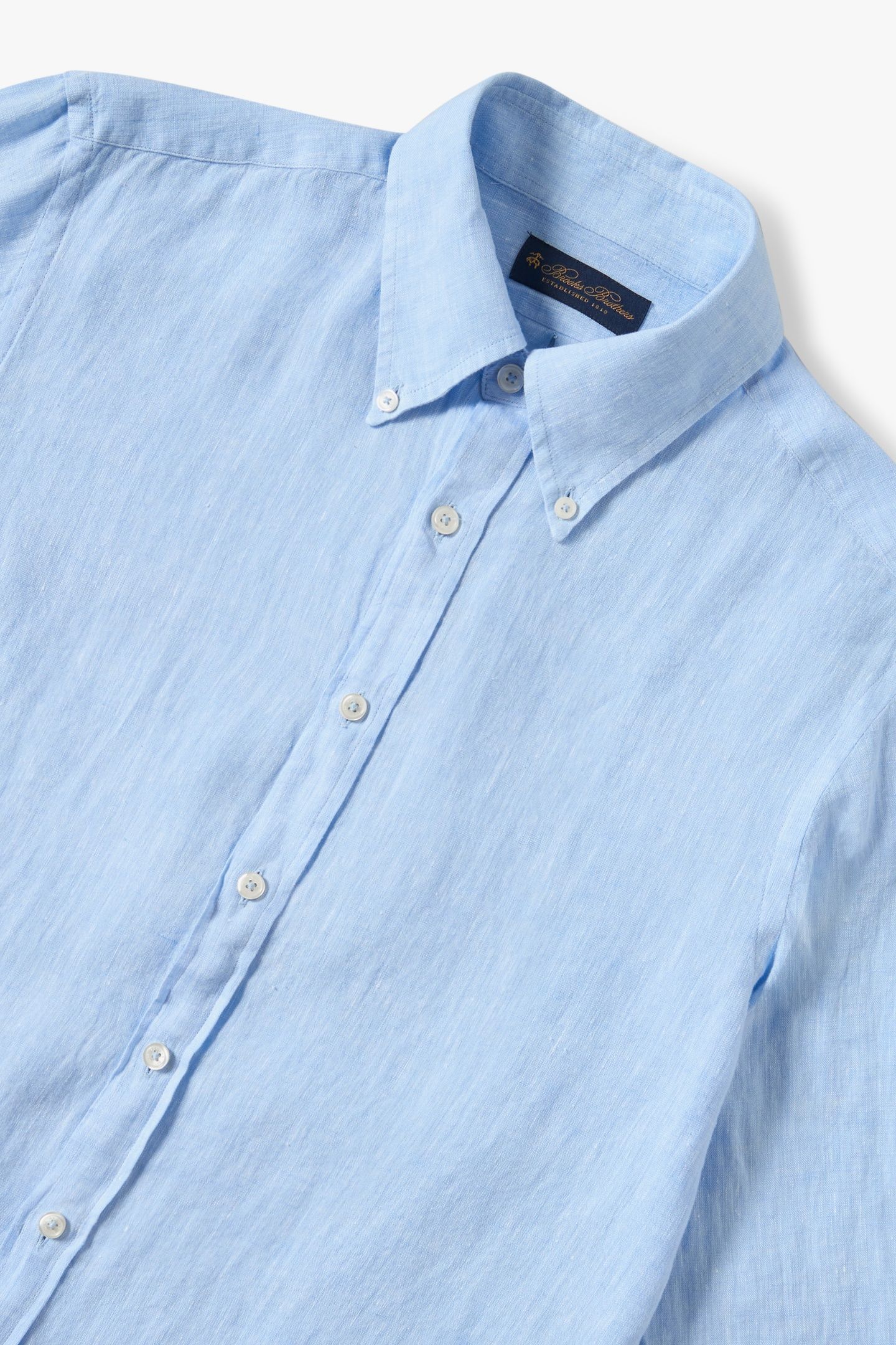 SLIM FIT LINEN BUTTON DOWN SHIRT LIGHT BLUE 5