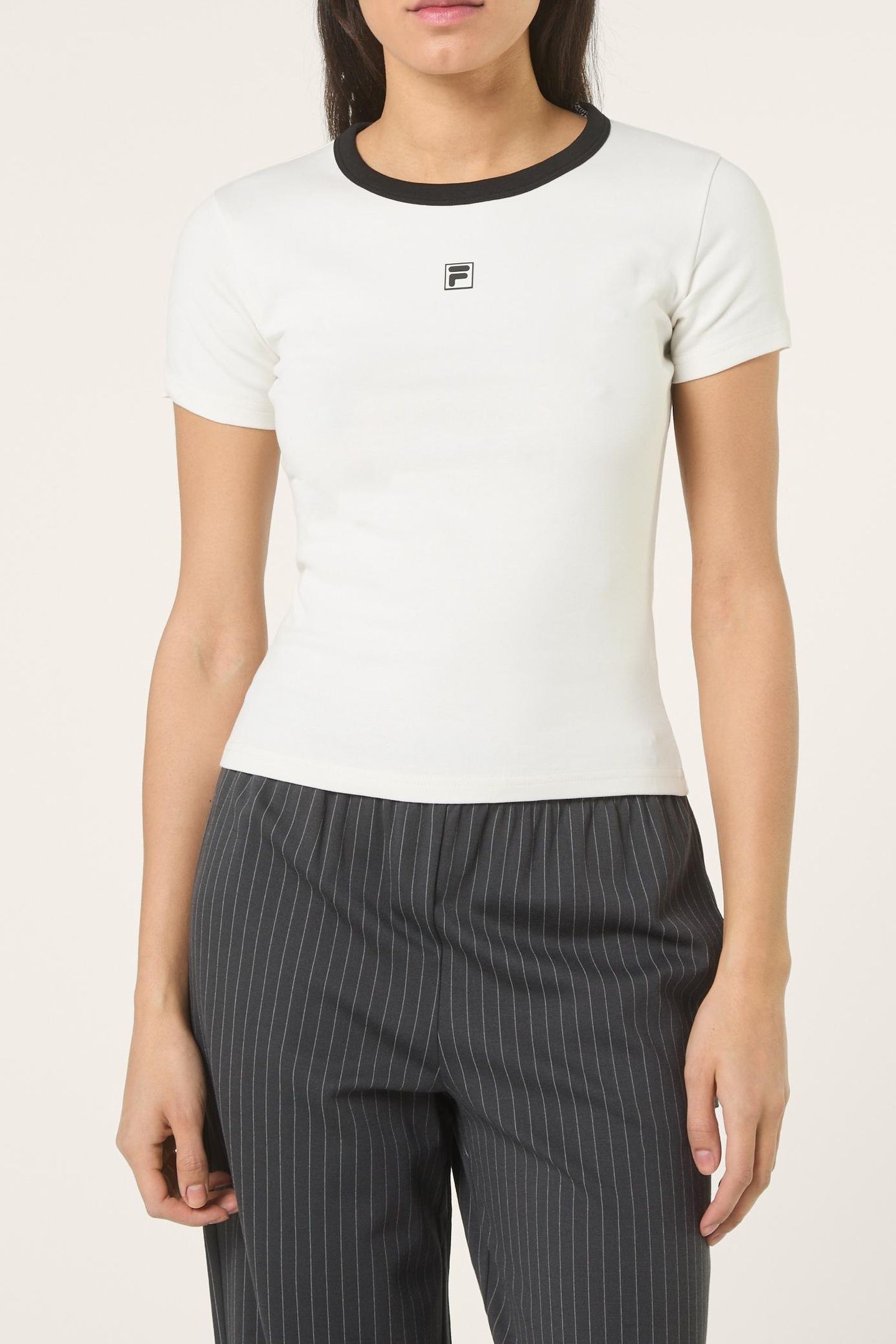 MONTEBENI SLIM LOGO RIB T-SHIRT EGRET 1