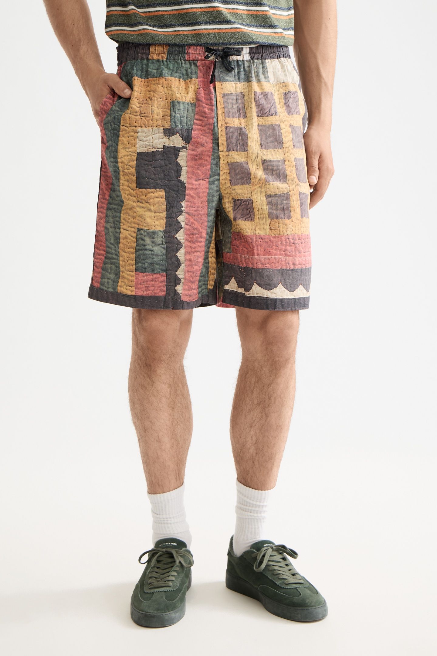 PRINTED PATCHWORK COTTON-POPLIN LOOSE FIT BERMUDA MOUNTAINS 1