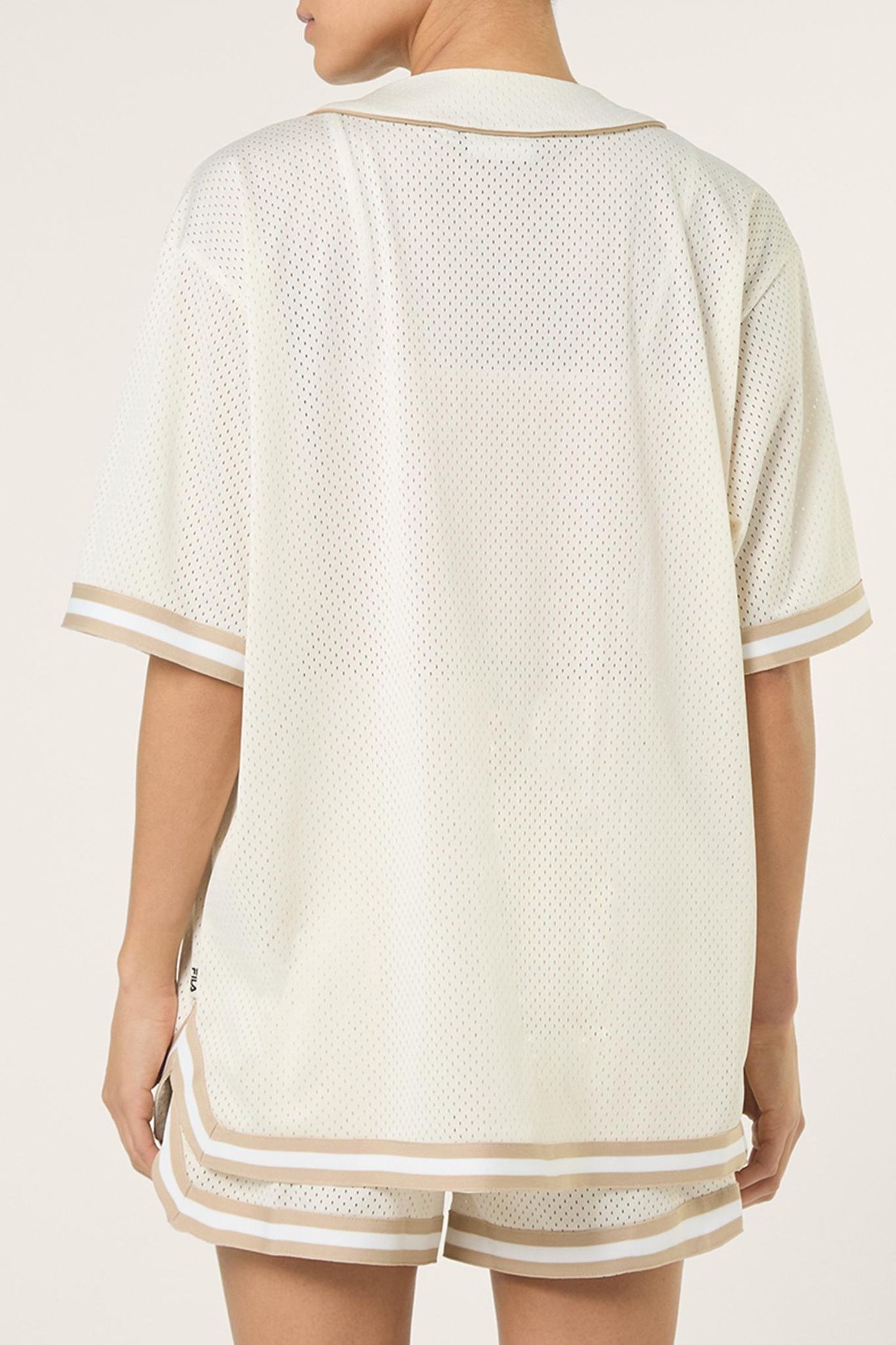 VILLANOVA OVERSIZED MESH BASEBALL SHIRT EGRET 3