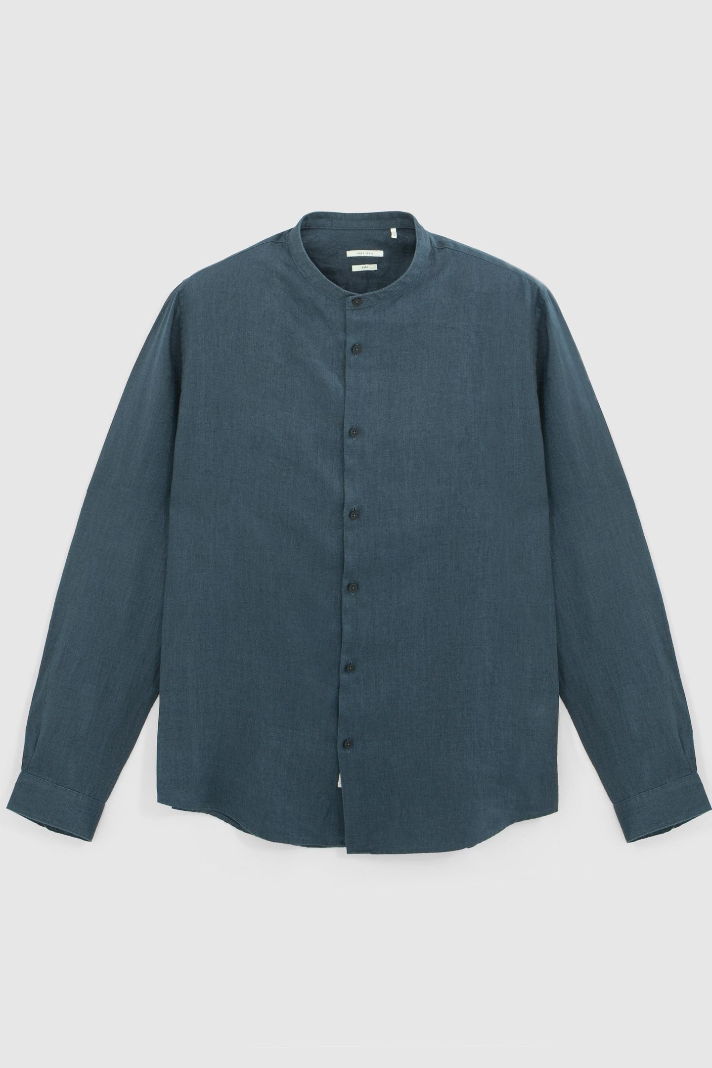 SLATE PURE LINEN REGULAR SHIRT WITH MANDARIN COLLAR 4