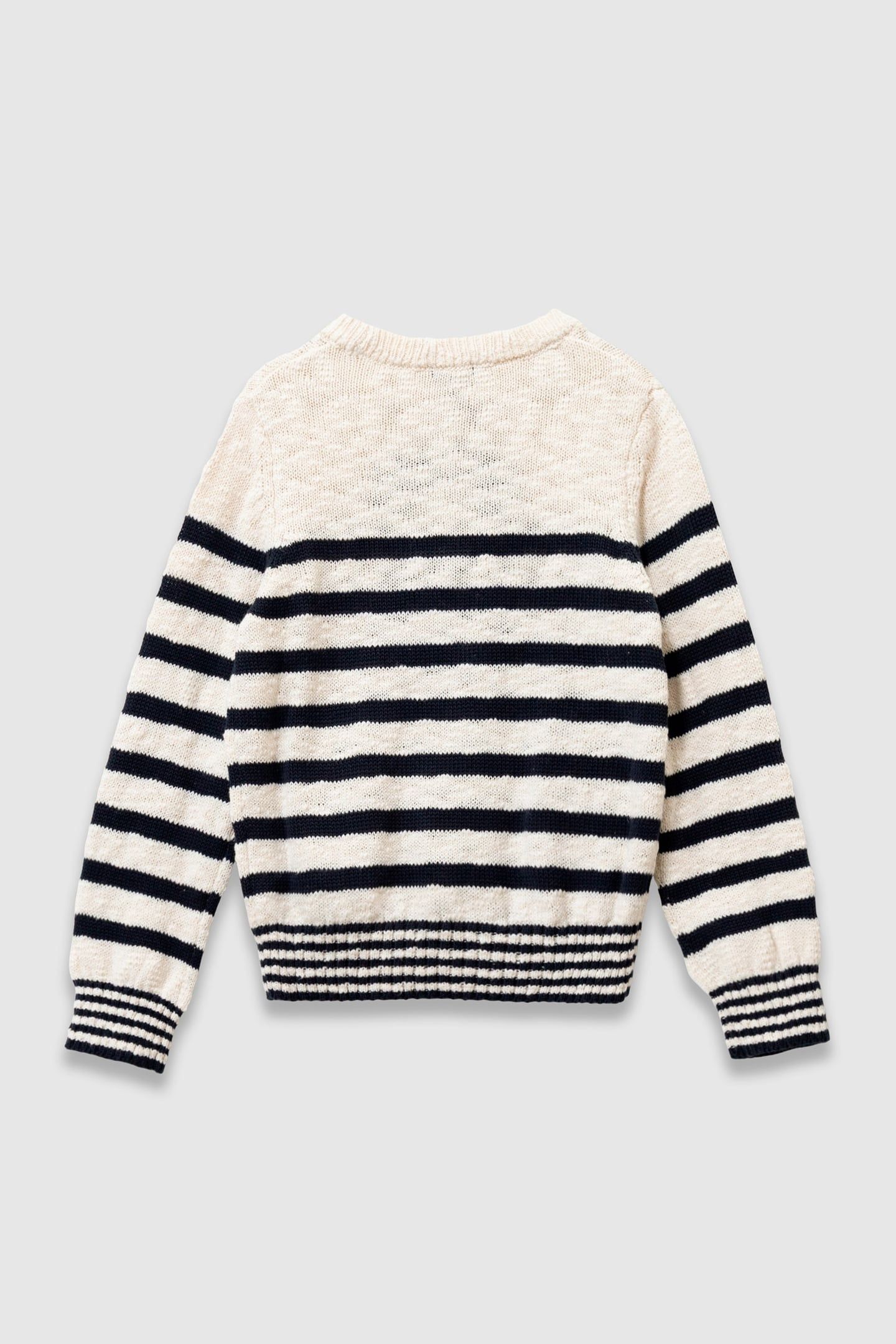 OFF-WHITE KNITTED SWEATER WITH NAVY STRIPES 2