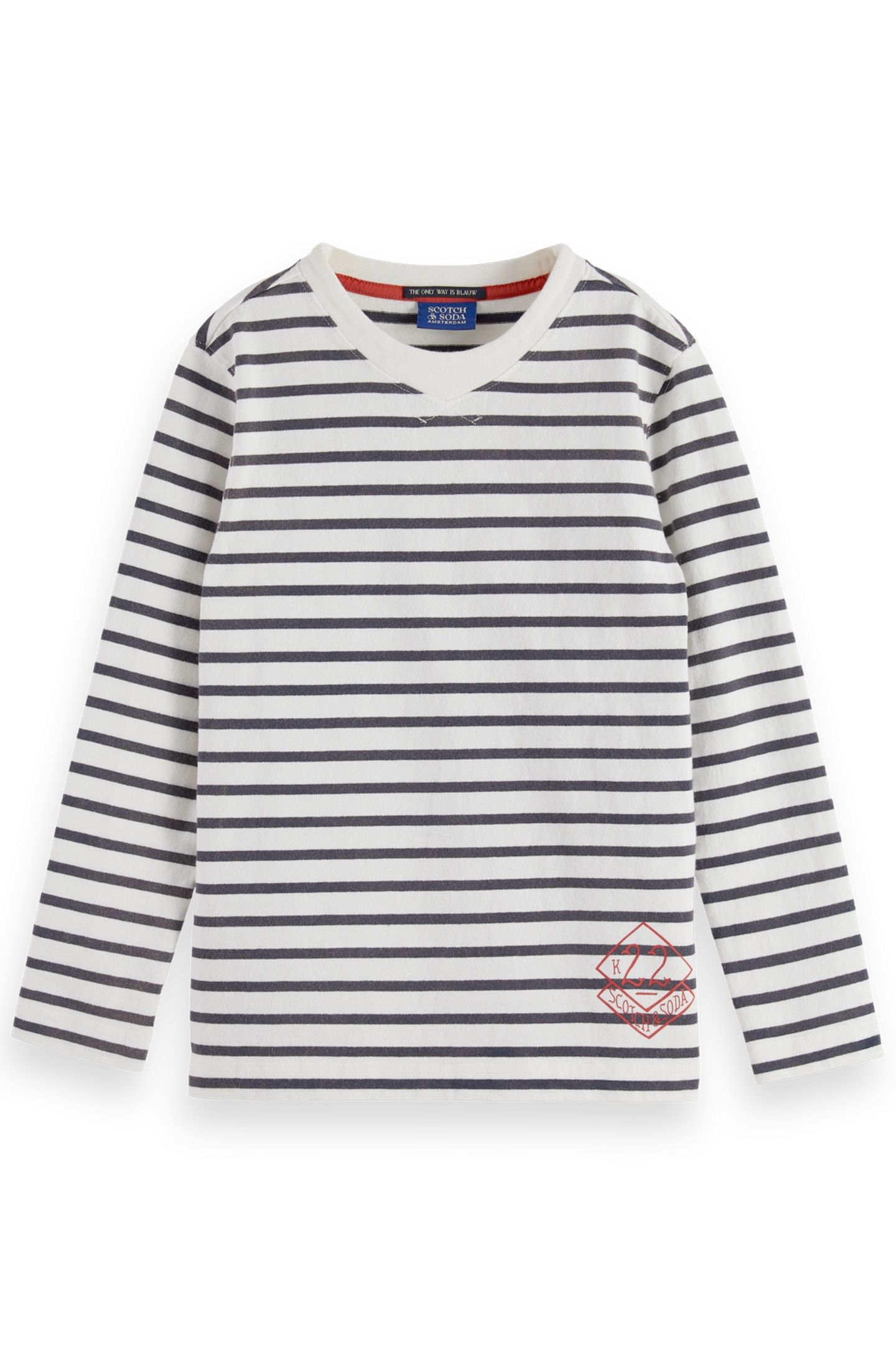 BOY DENIM WASHED STRIPED BRETON T-SHIRT BLUE WHITE STRIPE 1