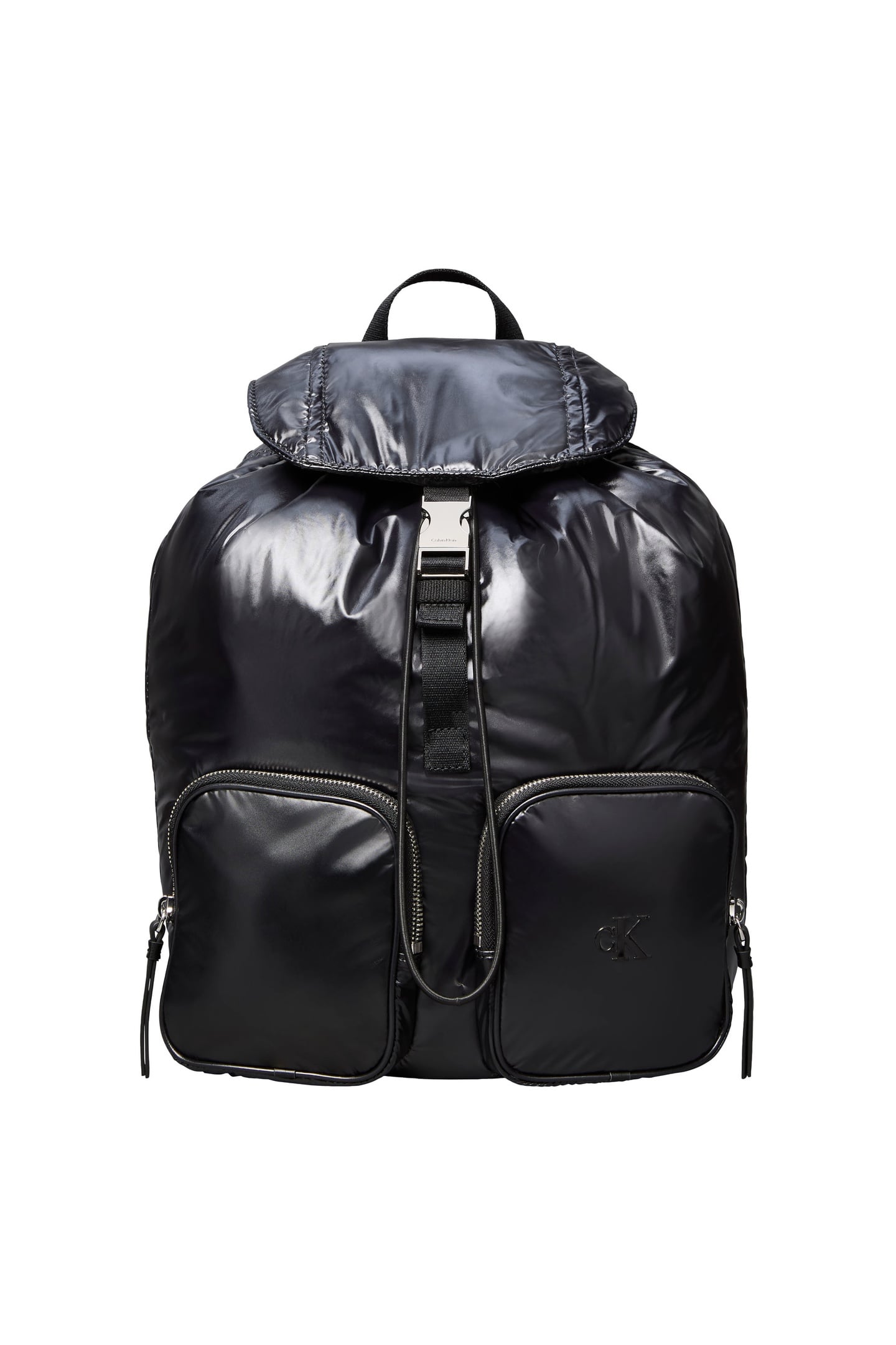 POCKET NYLON FLAP BACKPACK BLACK 1