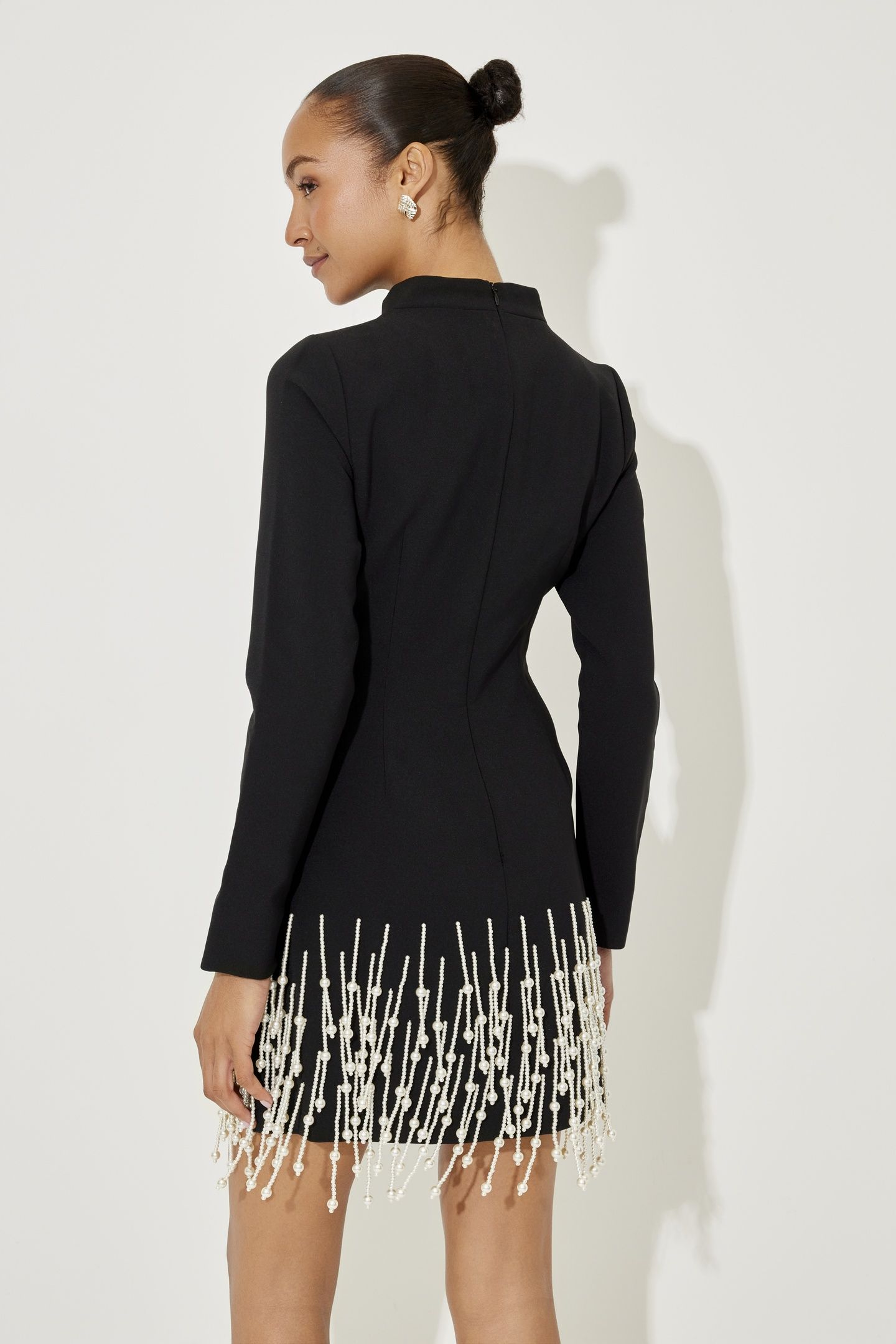 PEARL SLEEVED DRESS BLACK 3