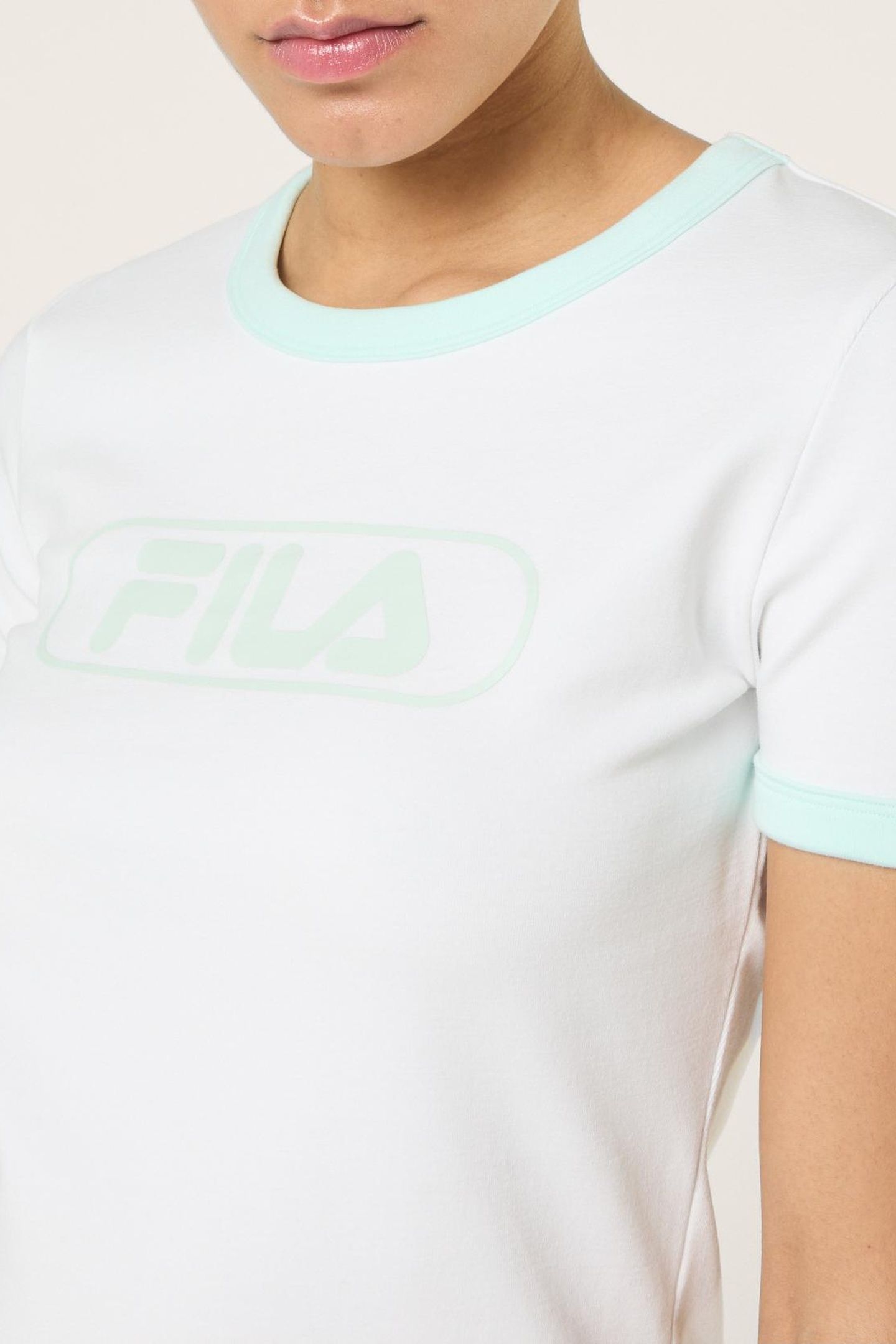 CERCINA SLIM LOGO RINGER BABY TEE BRIGHT WHITE-SOOTHING SEA 6