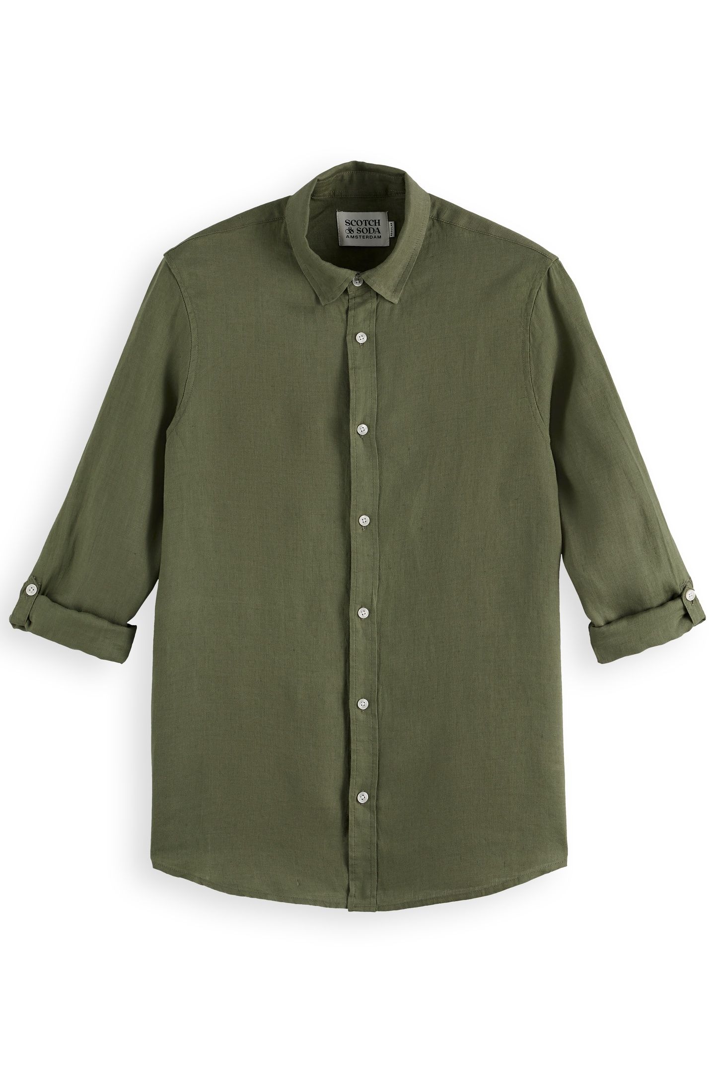 SEASONAL CORE - REGULAR FIT LINEN SHIRT ARMY 4