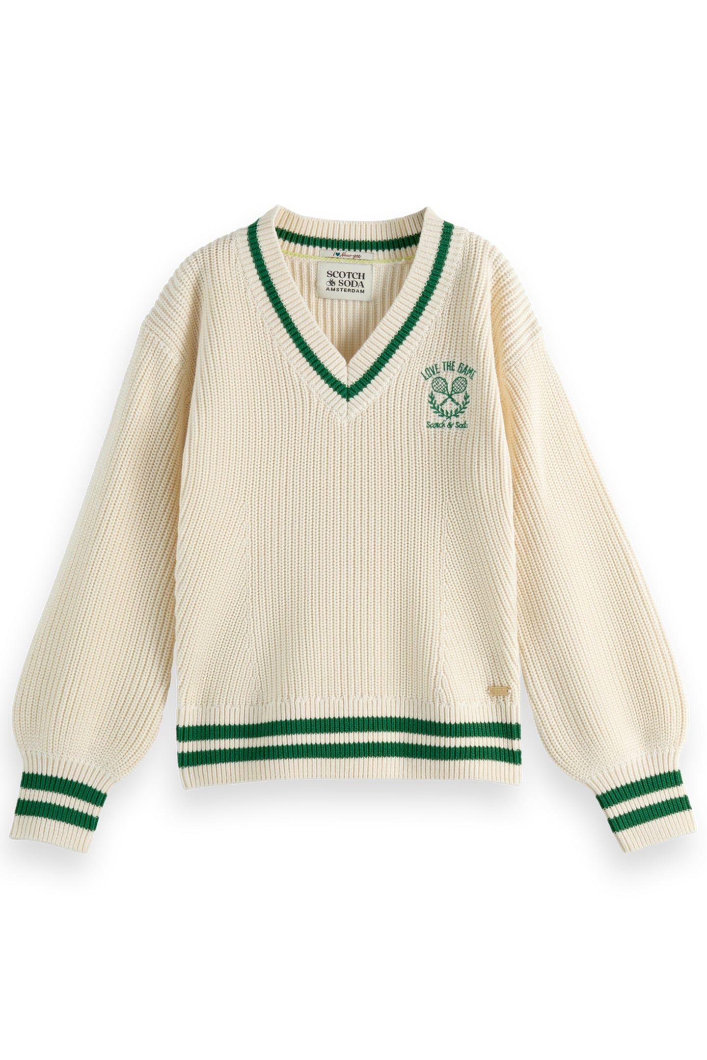 GIRL V-NECK PULLOVER WITH CHEST EMBROIDERY CALICO 1