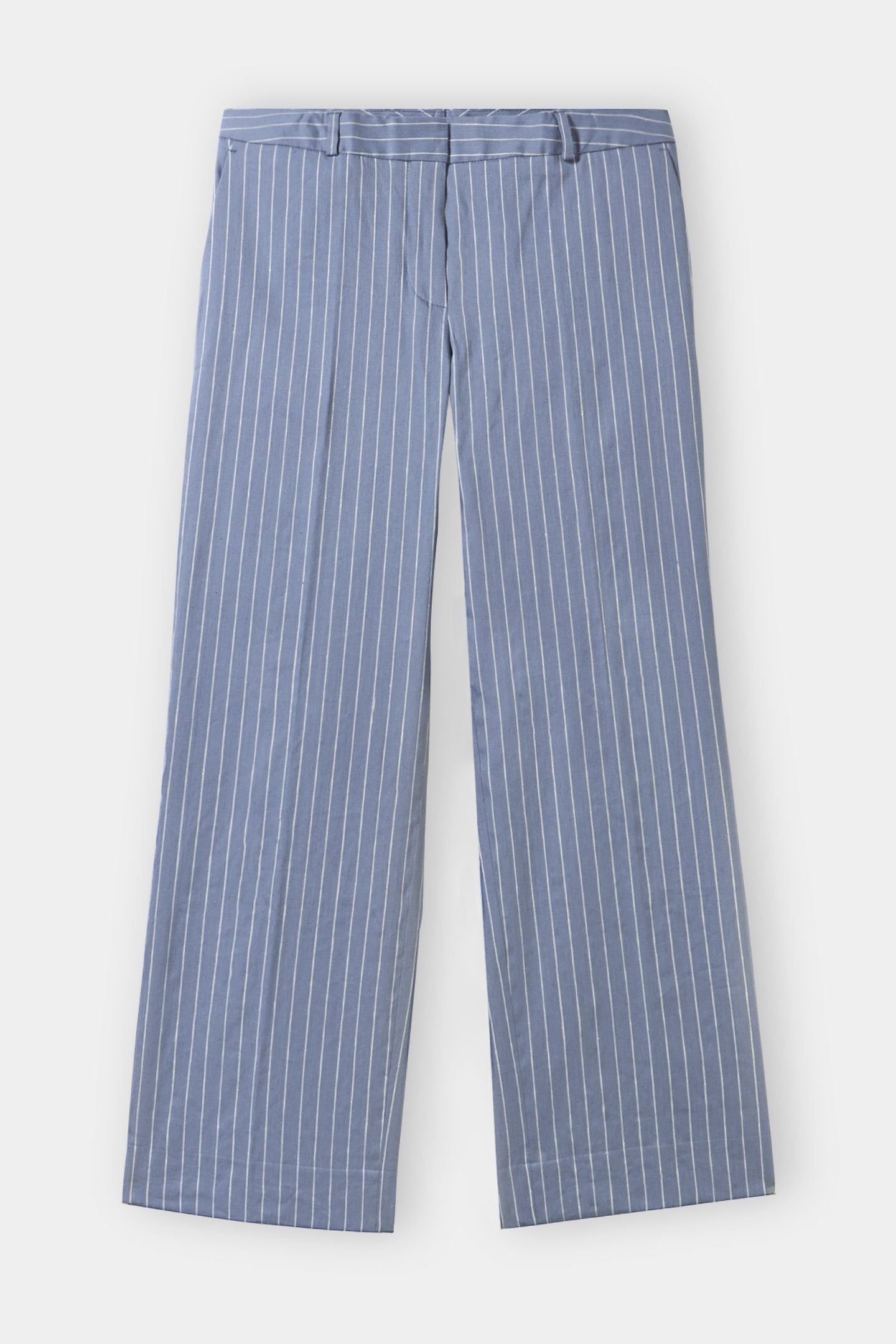PINSTRIPE LINEN BLEND TROUSERS LIGHT BLUE 5