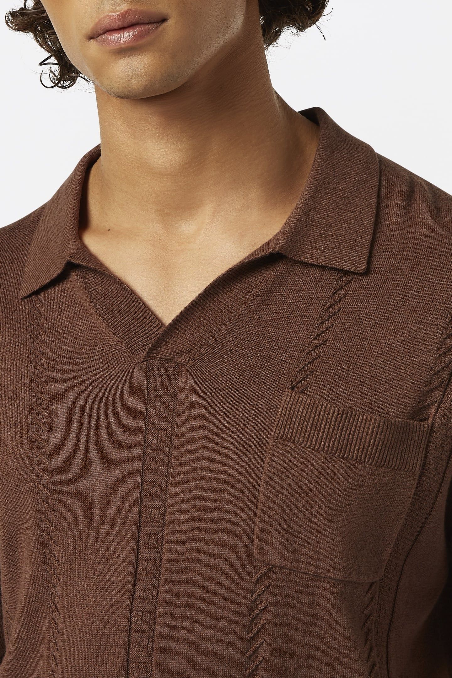 RELAXED FIT KNITTED POLO COLD BREW 6