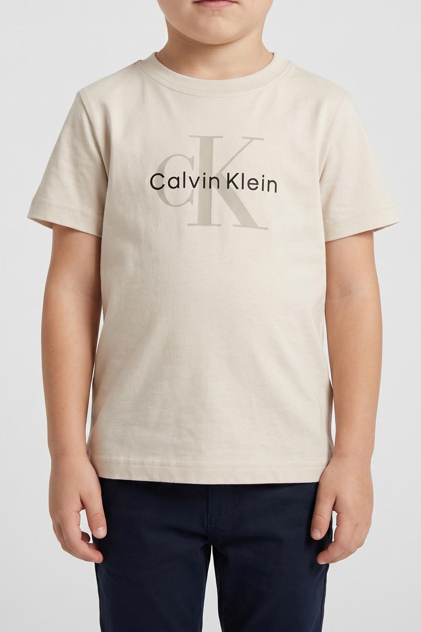 UNISEX CK MONOGRAM SS T-SHIRT WHITECAP GRAY 1
