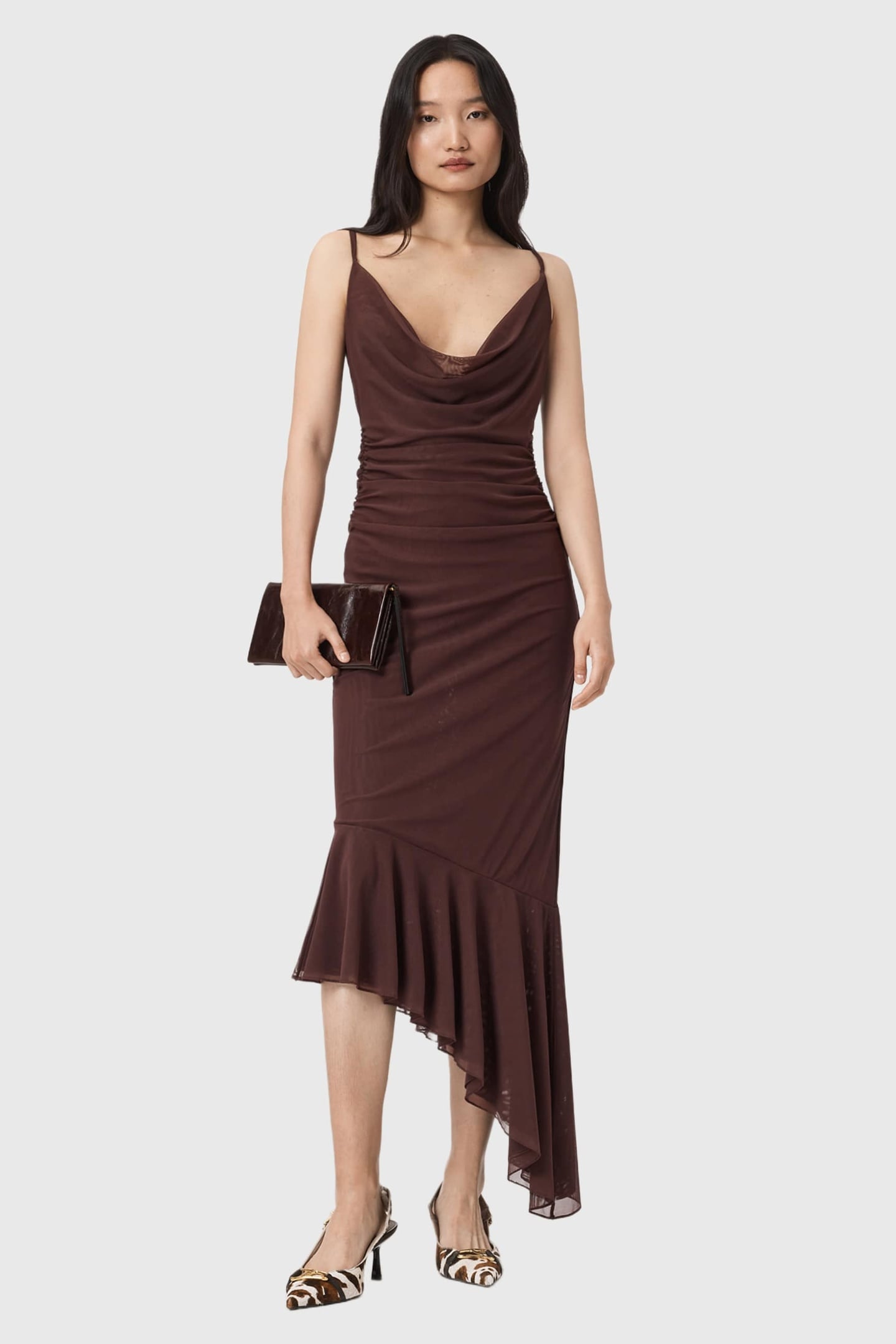 BEA MESH MIDI DRESS BITTER BROWN 1