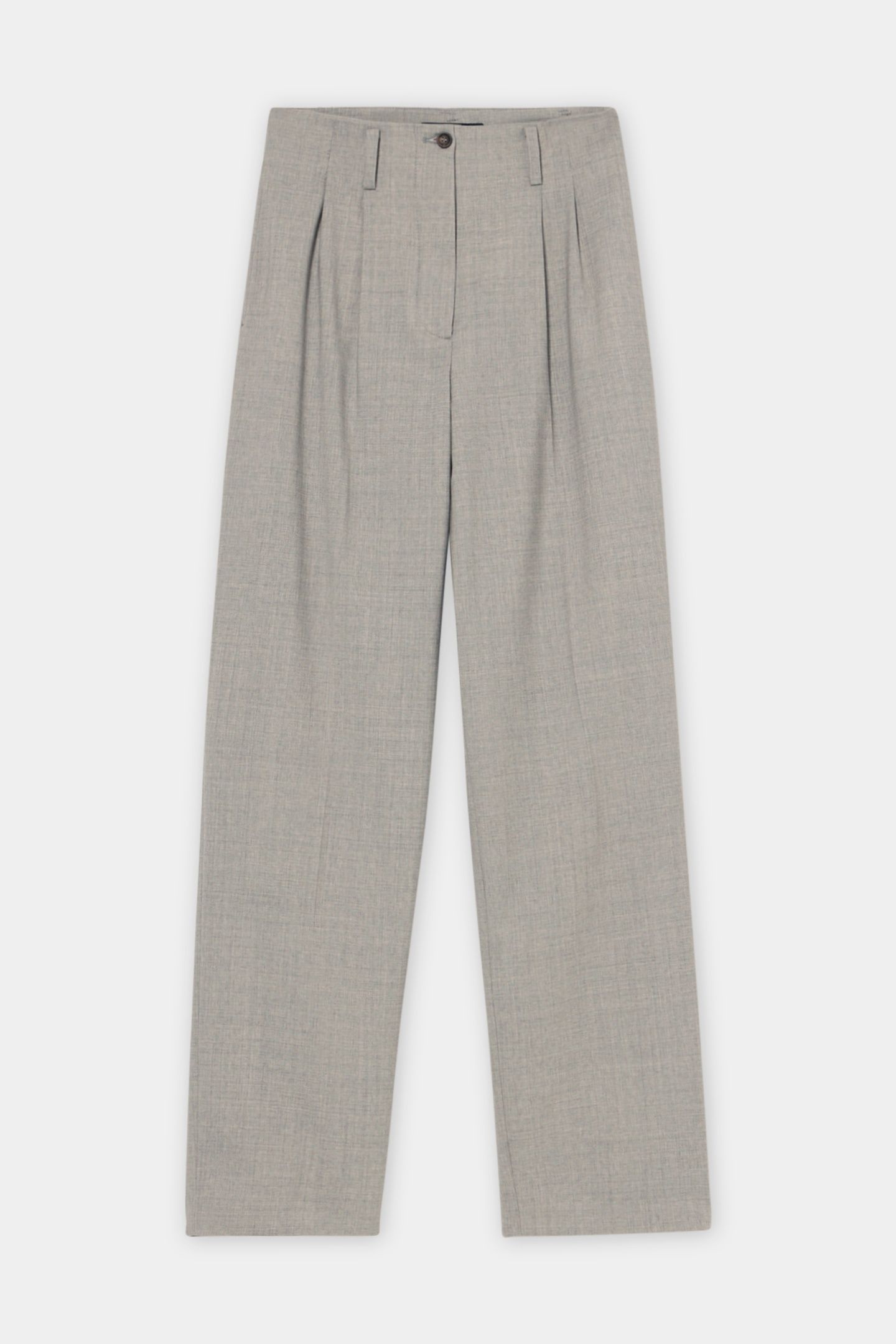 WOOL BLEND STRETCH PLEATED TROUSERS LIGHT GREY 4
