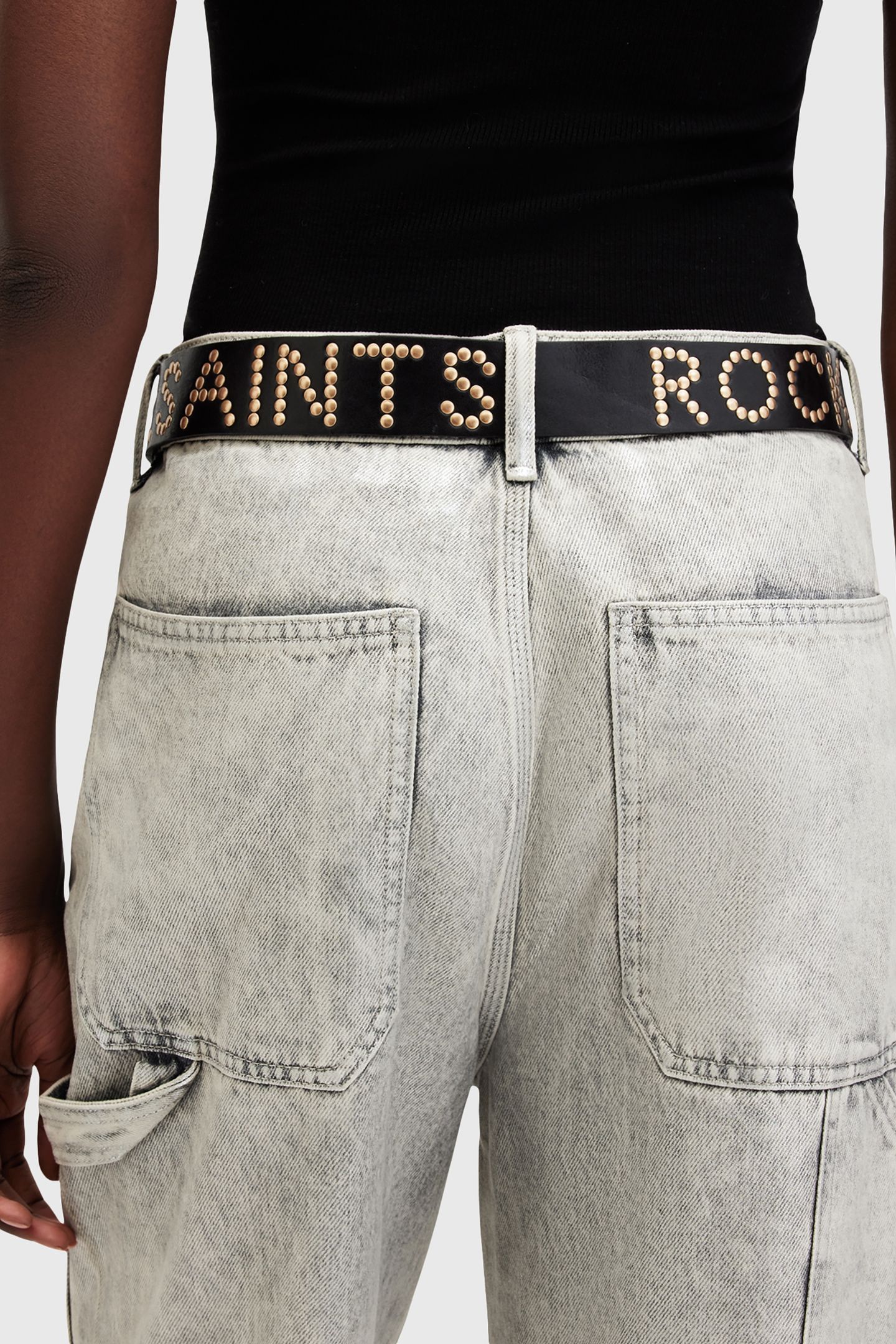 AS ROCKS STUD BELT BLACK/WARM BRASS 1