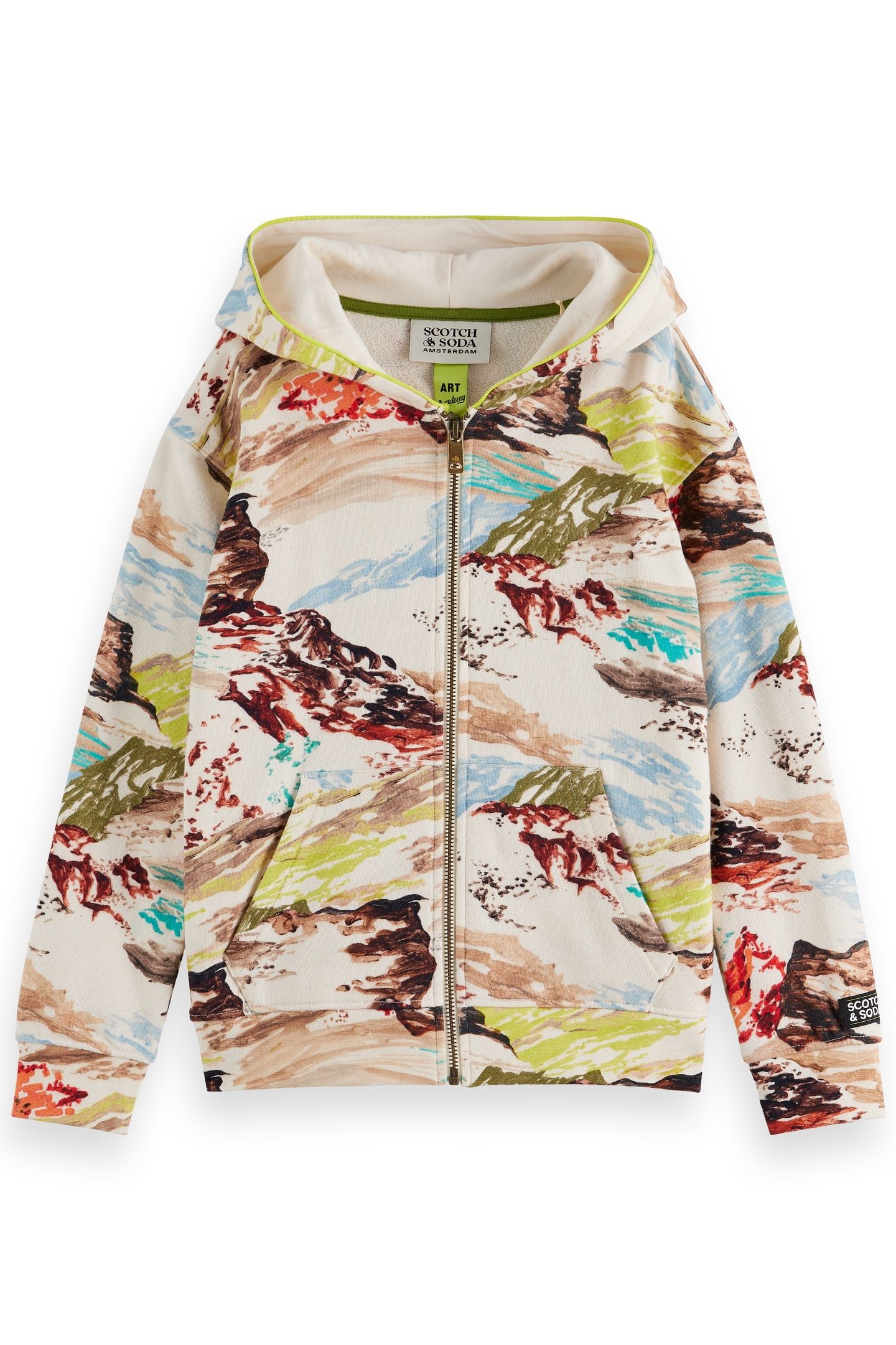 BOY RELAXED FIT ALL OVER PRINTED ZIP THROUGH HOODIE MOUNTAIN 1