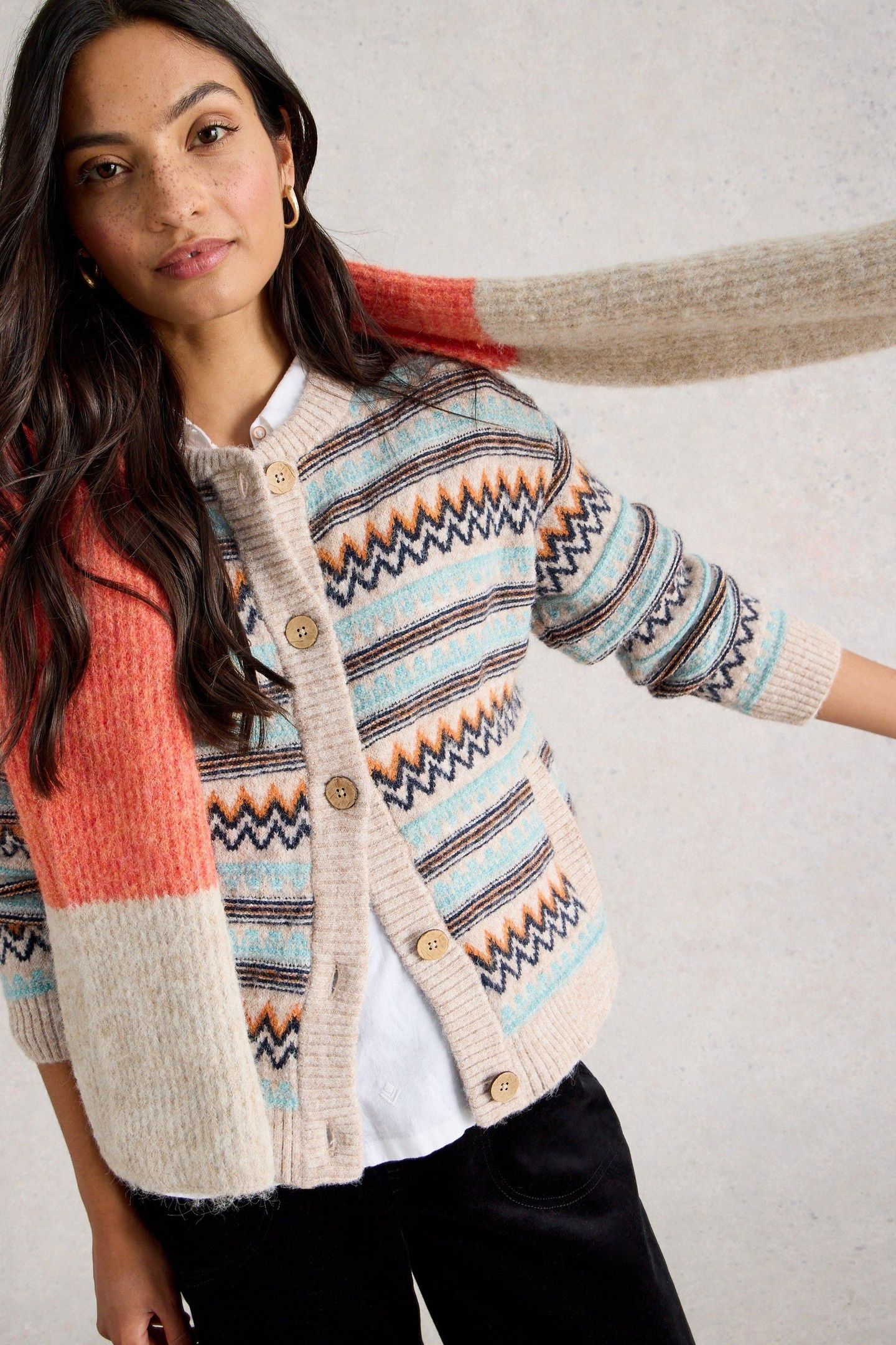 GEORGINA FAIRISLE CARDI NATURAL MULTI 5