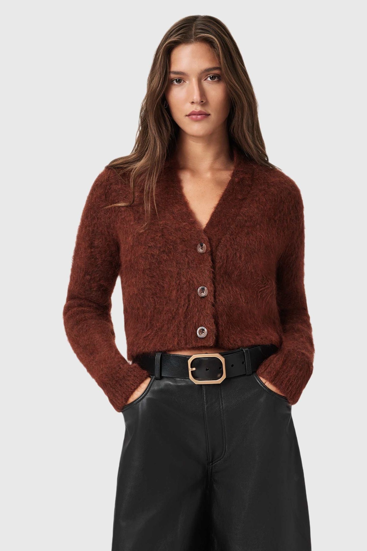 RUBI WICK CARDIGAN CHESTNUT BROWN 3