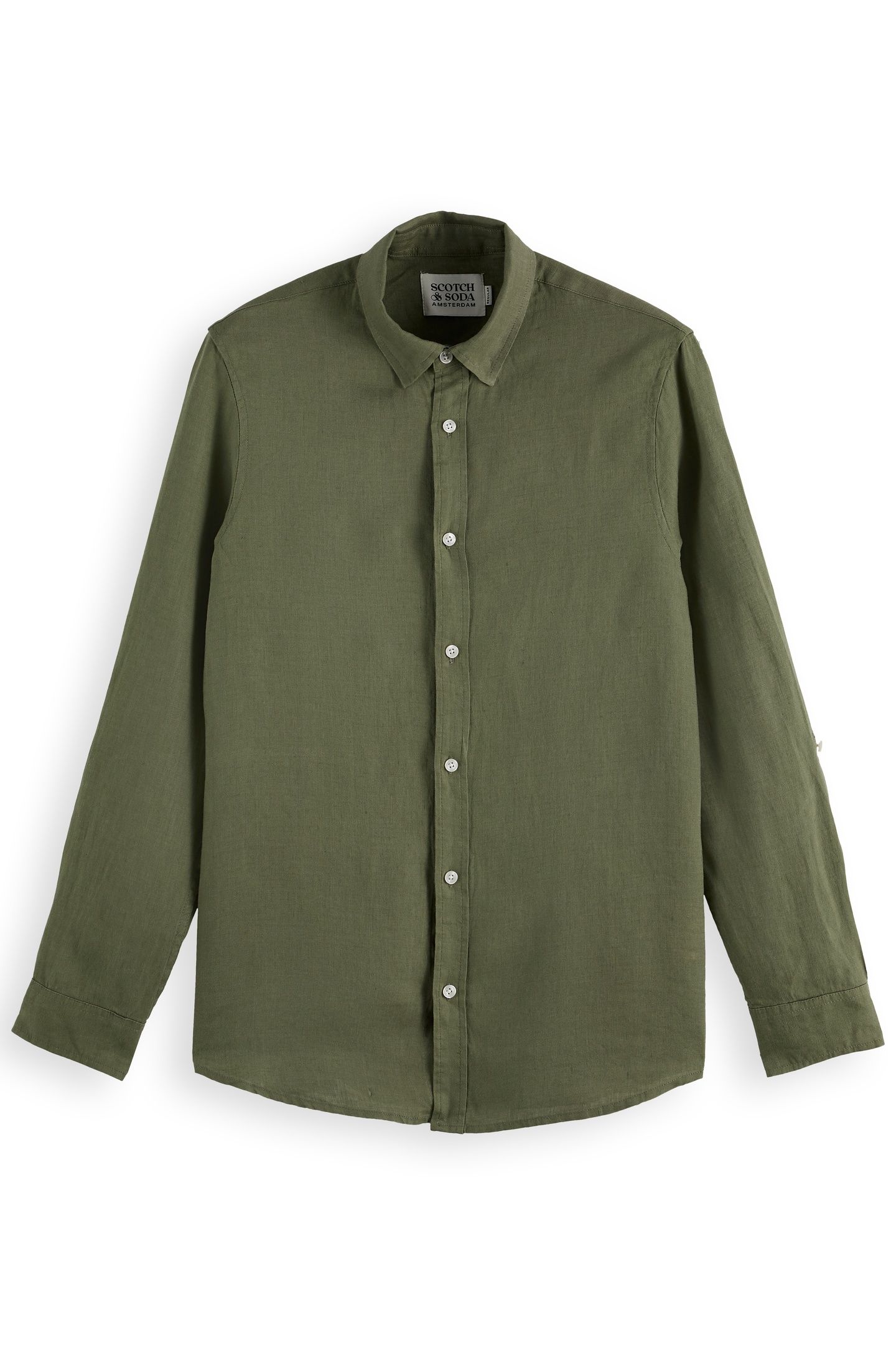 SEASONAL CORE - REGULAR FIT LINEN SHIRT ARMY 5