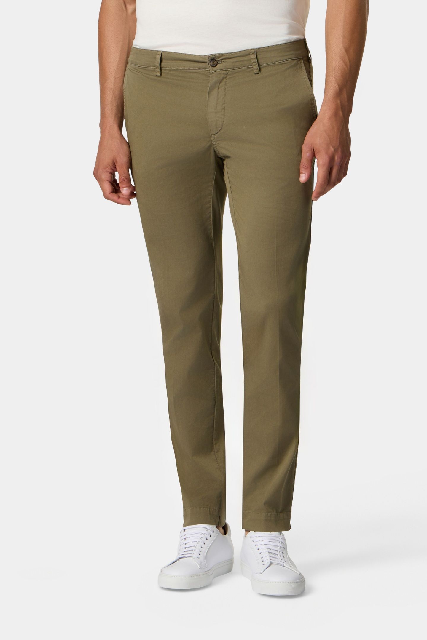 REGULAR FIT STRETCH COTTON GABARDINE COMFORT CHINO MILITARY 1