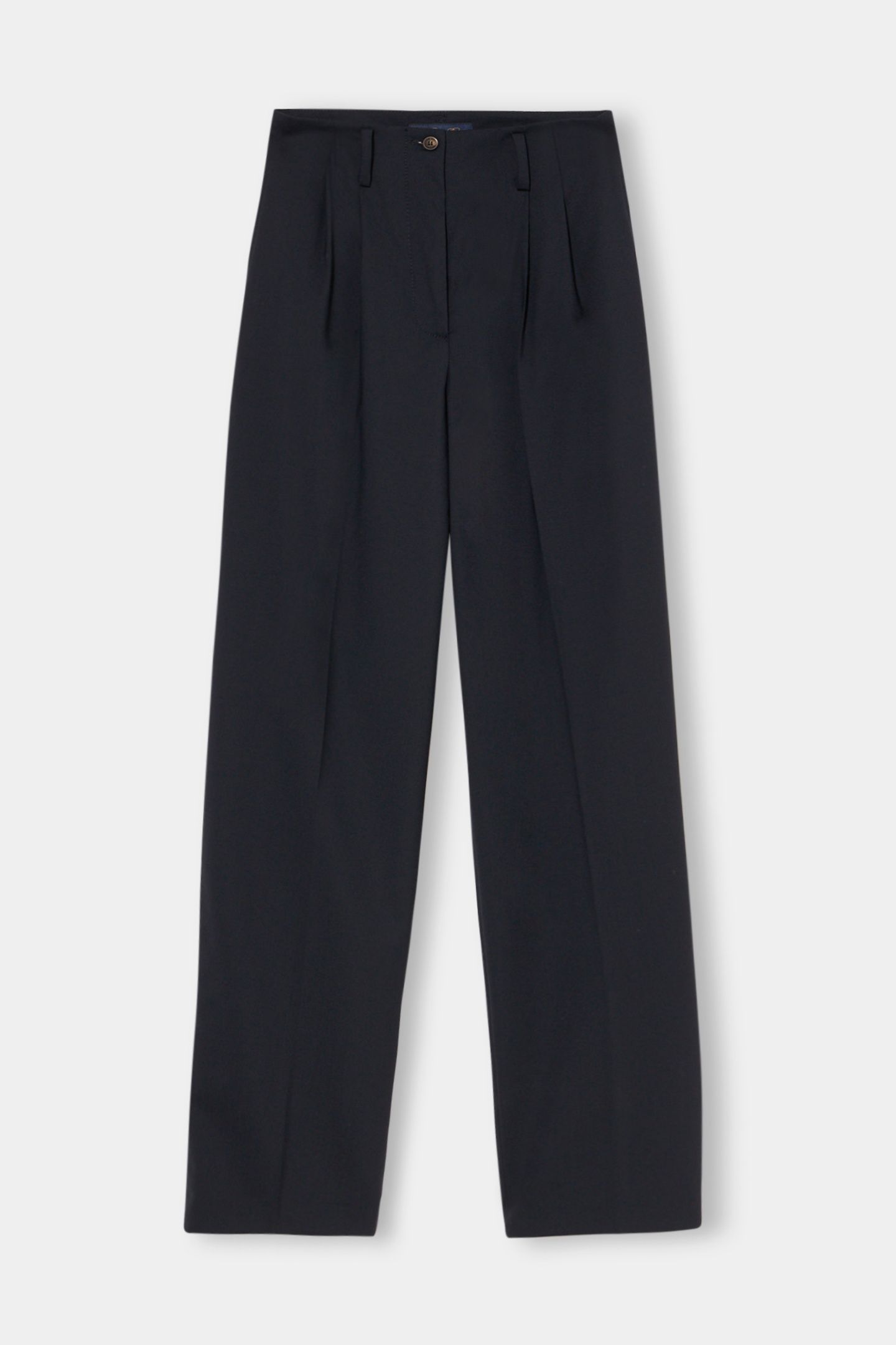 WOOL BLEND STRETCH PLEATED TROUSERS NAVY 4