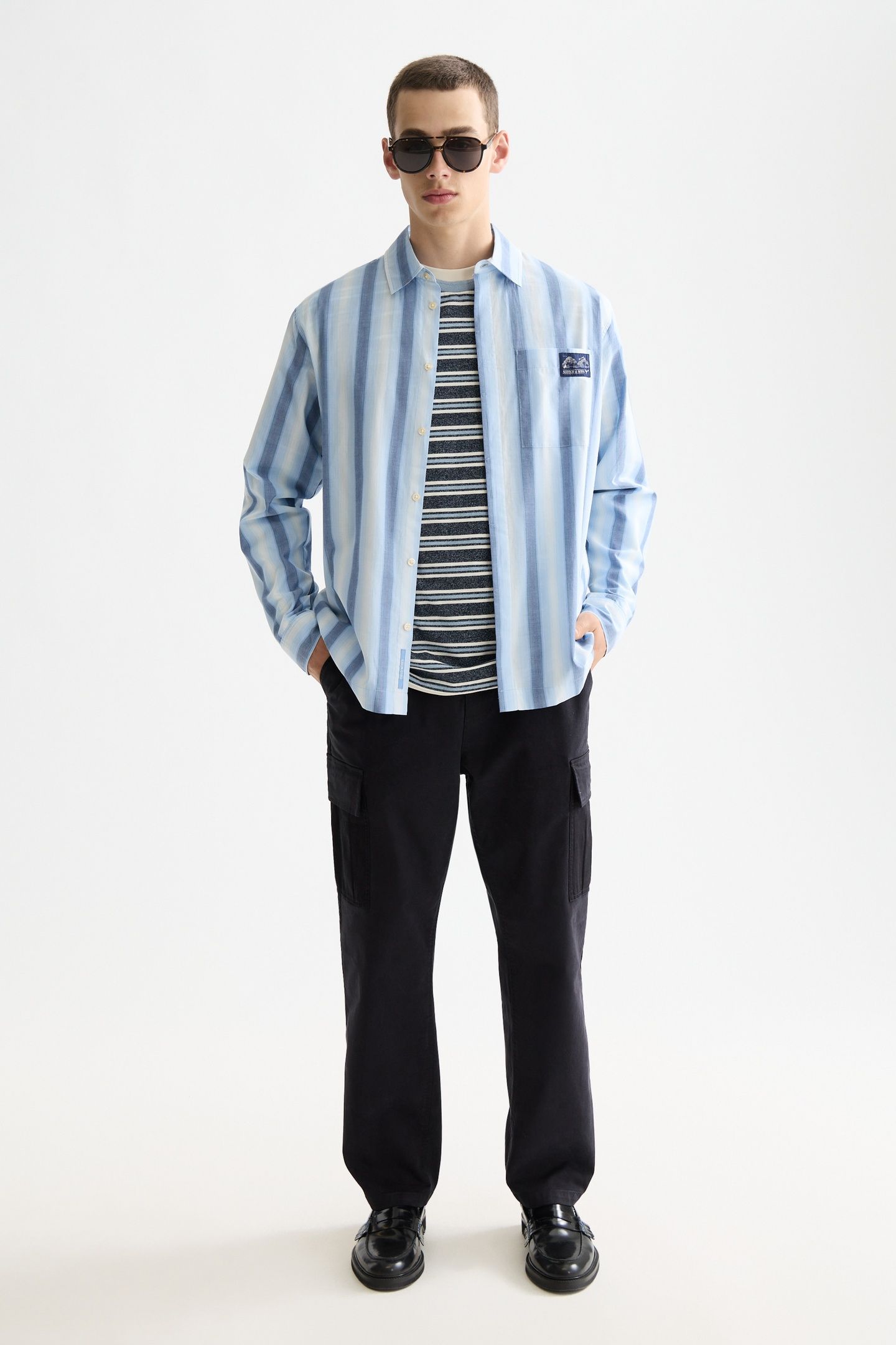 SHADOW-STRIPE RELAXED-FIT SHIRT PEACOAT SHADOW STRIPE 3