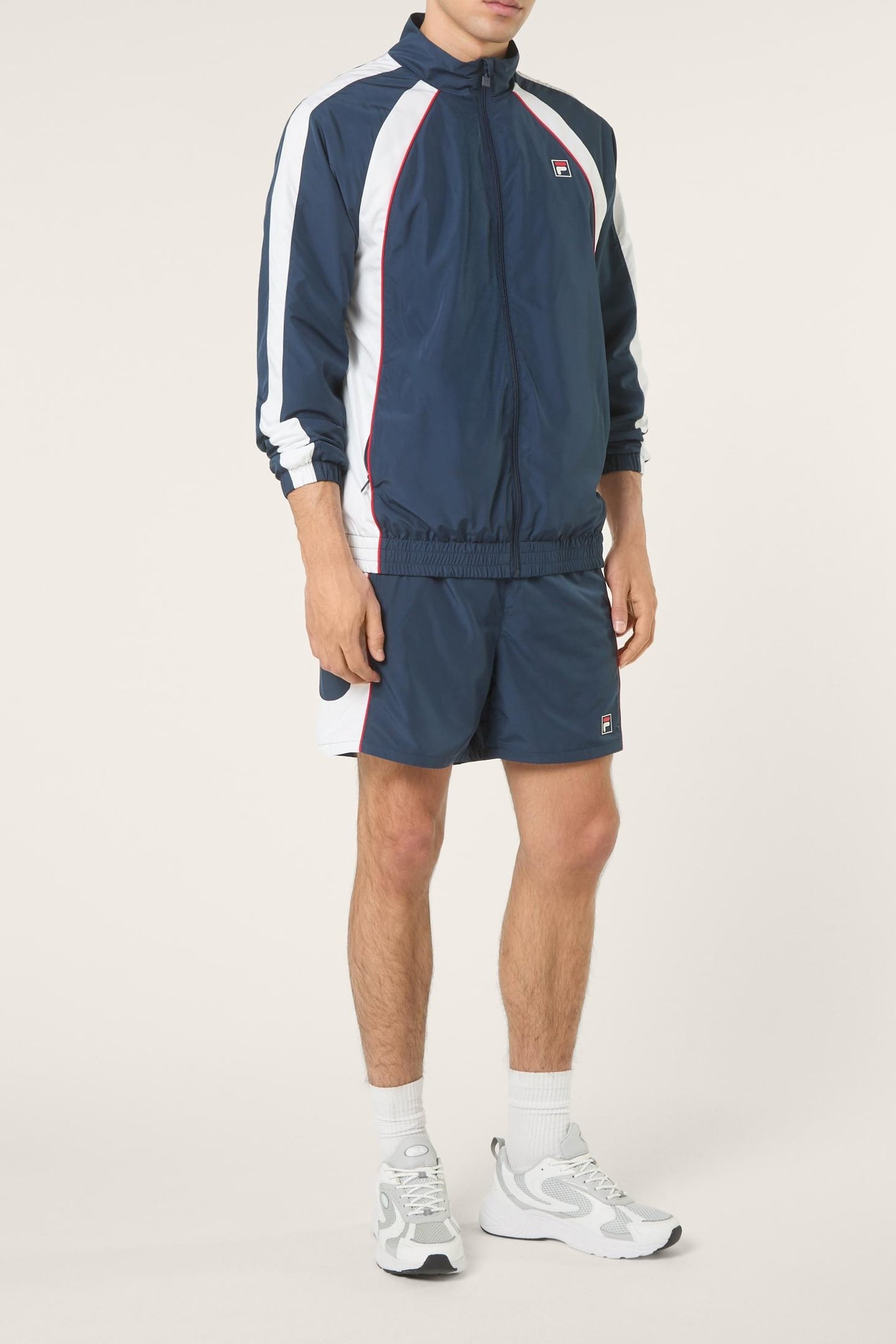 PISTOIA LOOSE BLOCKED WOVEN SHORTS BLACK IRIS-BRIGHT WHITE 2