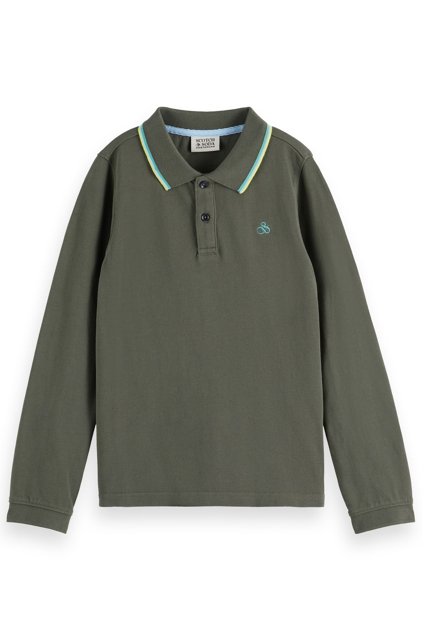 BOY LONG-SLEEVED PIQUE POLO THYME 1