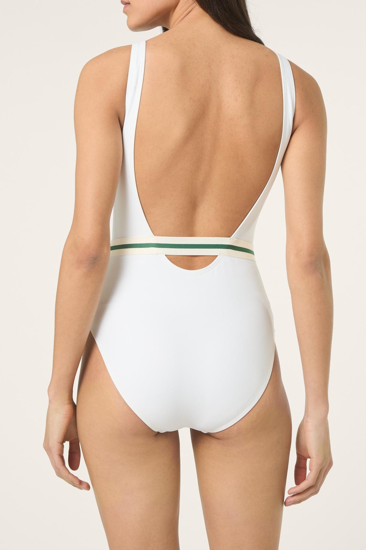AZZANO STRIPED ELASTIC SCOOP BACK SWIMSUIT BRIGHT WHITE 3