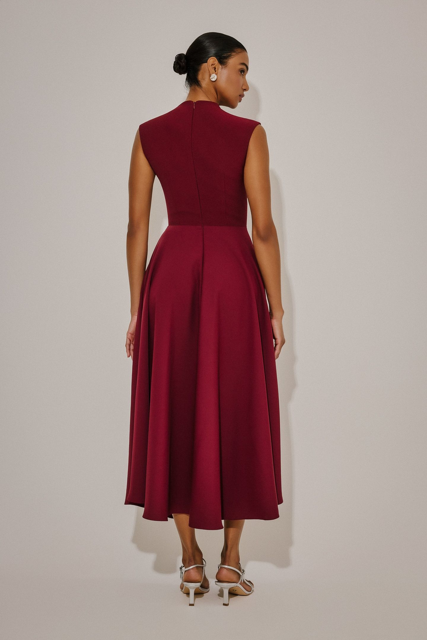 HIGH WAIST MIDI DRESS BORDEAUX 2