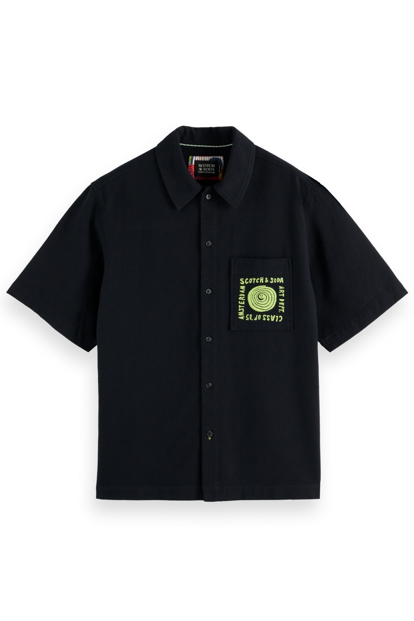 STRUCTURED COTTON SHORT-SLEEVED SHIRT CHARCOAL ART 4