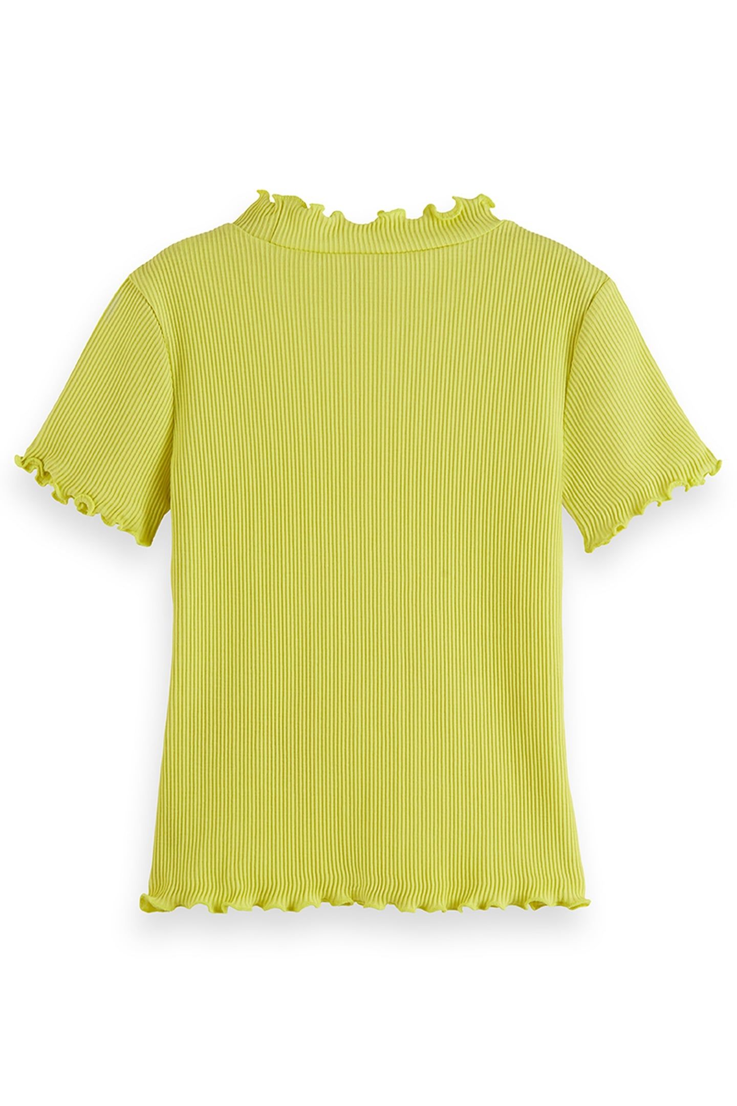 GIRL MOCK NECK RIBBED SLIM-FIT SHORT-SLEEVE T-SHIRT LIMEADE 2