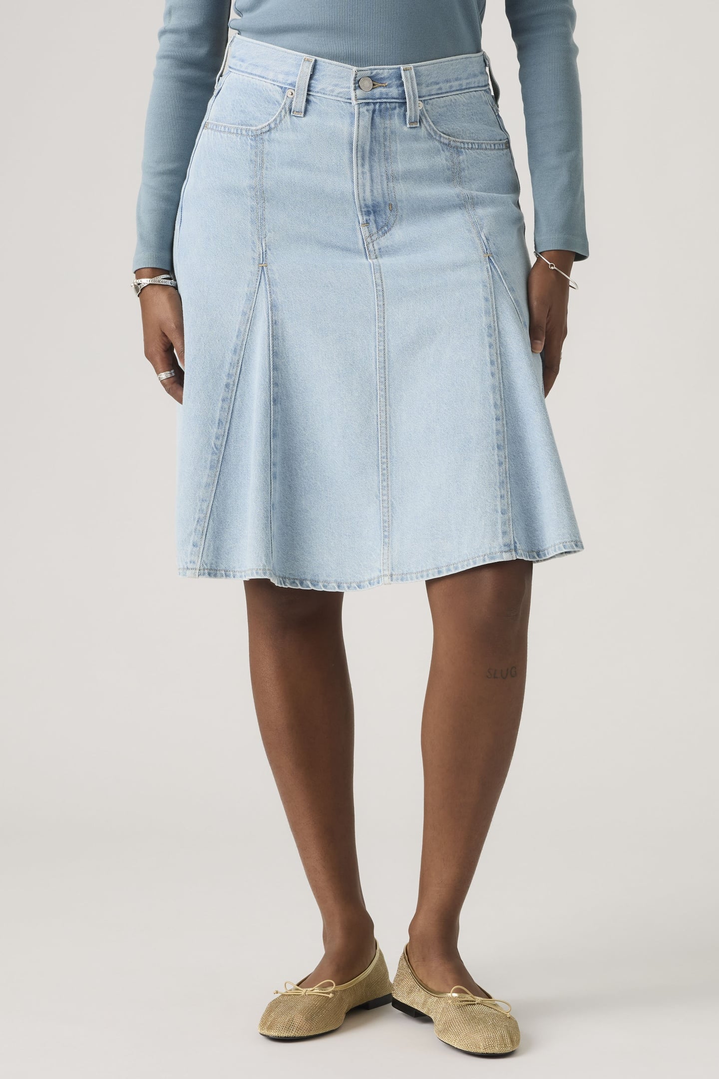GODET KNEE LENGTH LIGHTWEIGHT SKIRT 5