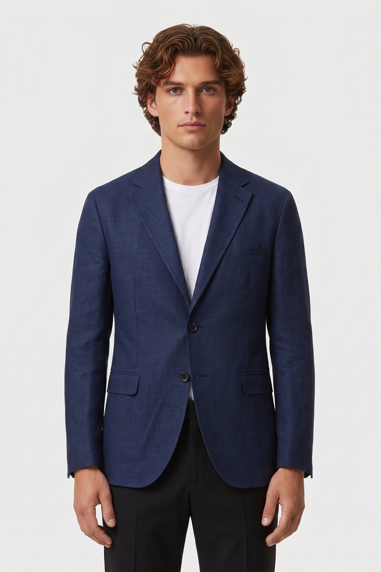 JACKET REGULAR LINING LINEN BLUE 1