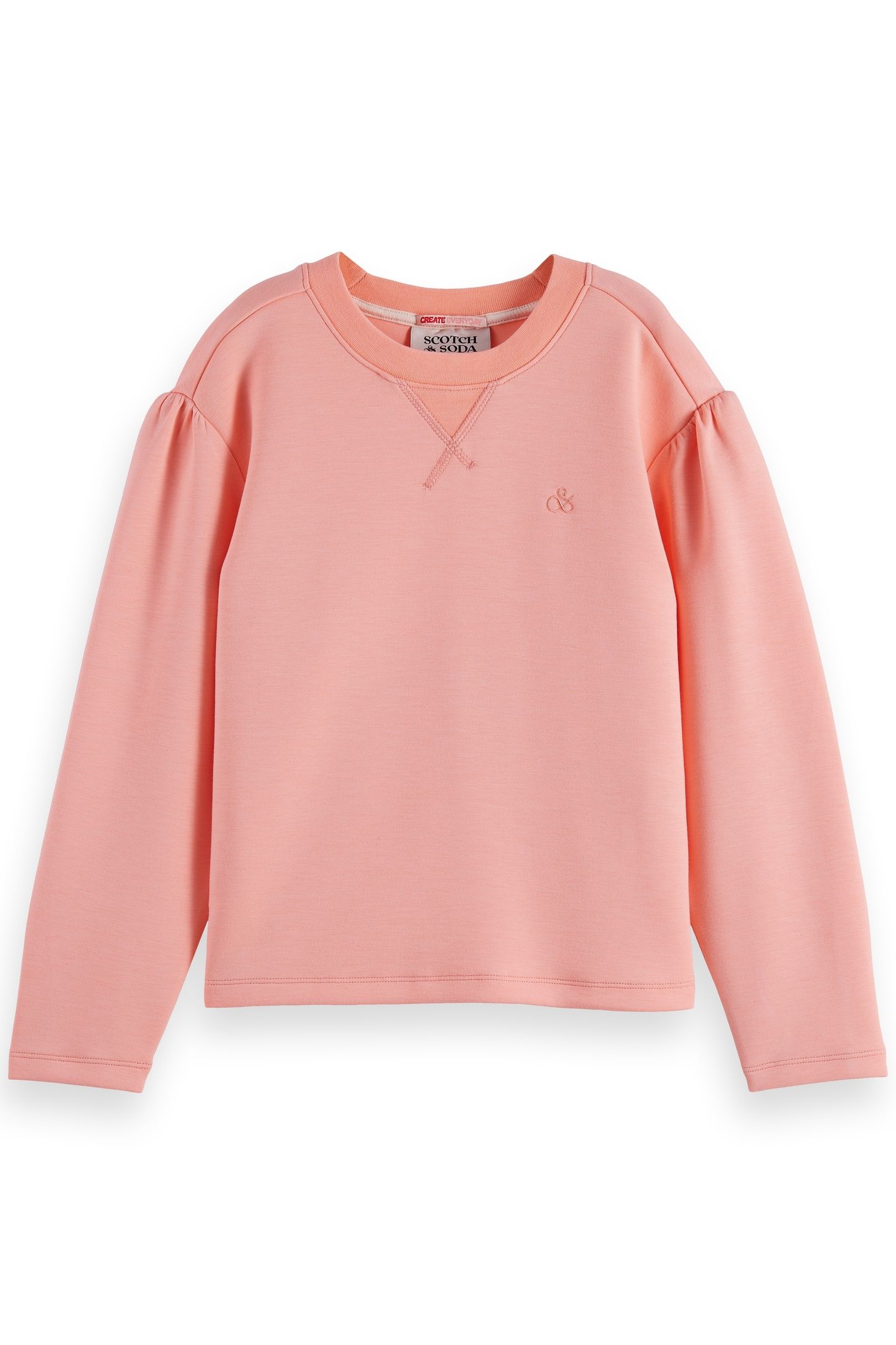GIRL RELAXED-FIT MODAL-BLEND CREWNECK SWEATSHIRT APRICOT BLU 1