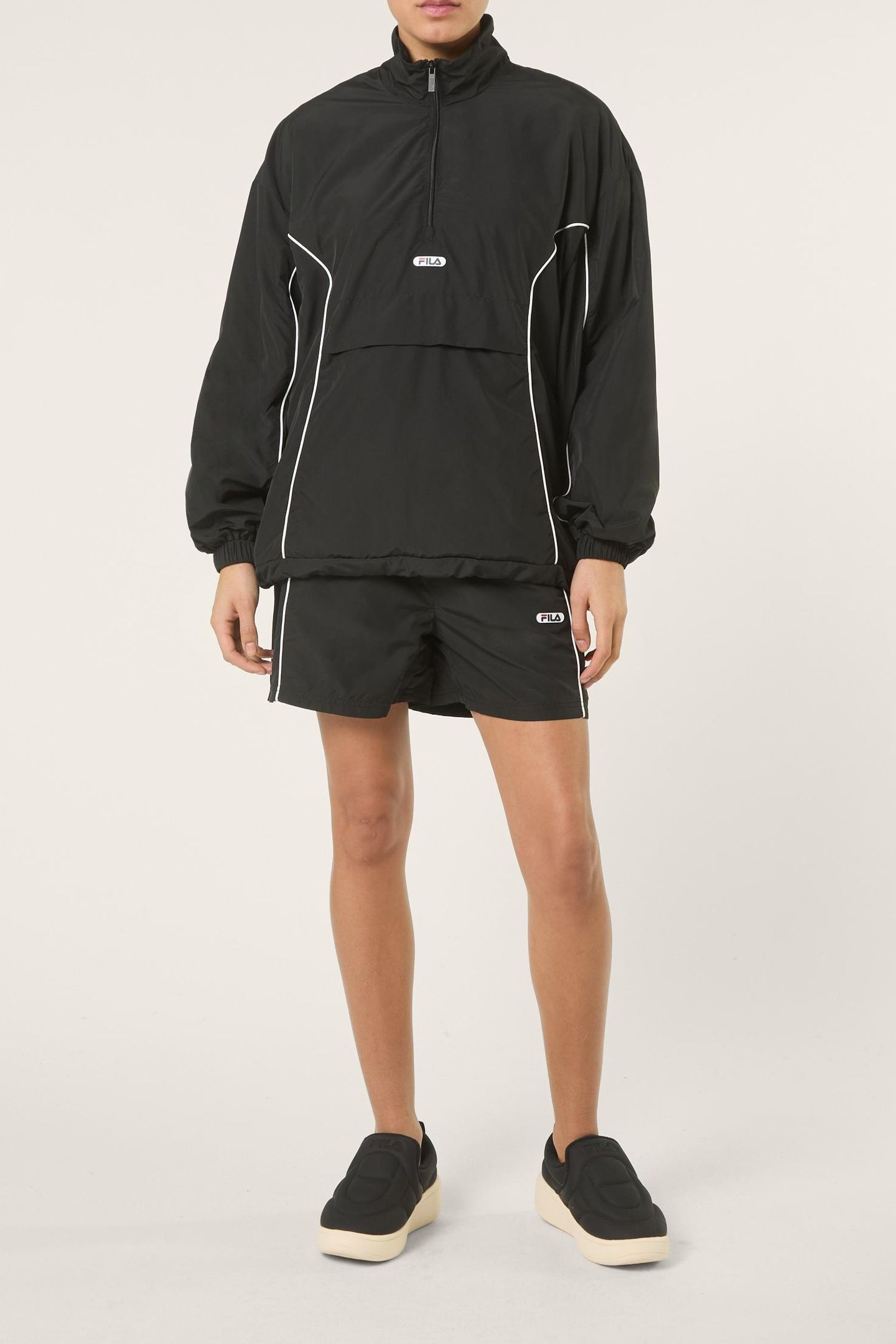 CASANO OVERSIZED CONTRAST PIPING ANORAK BLACK 2