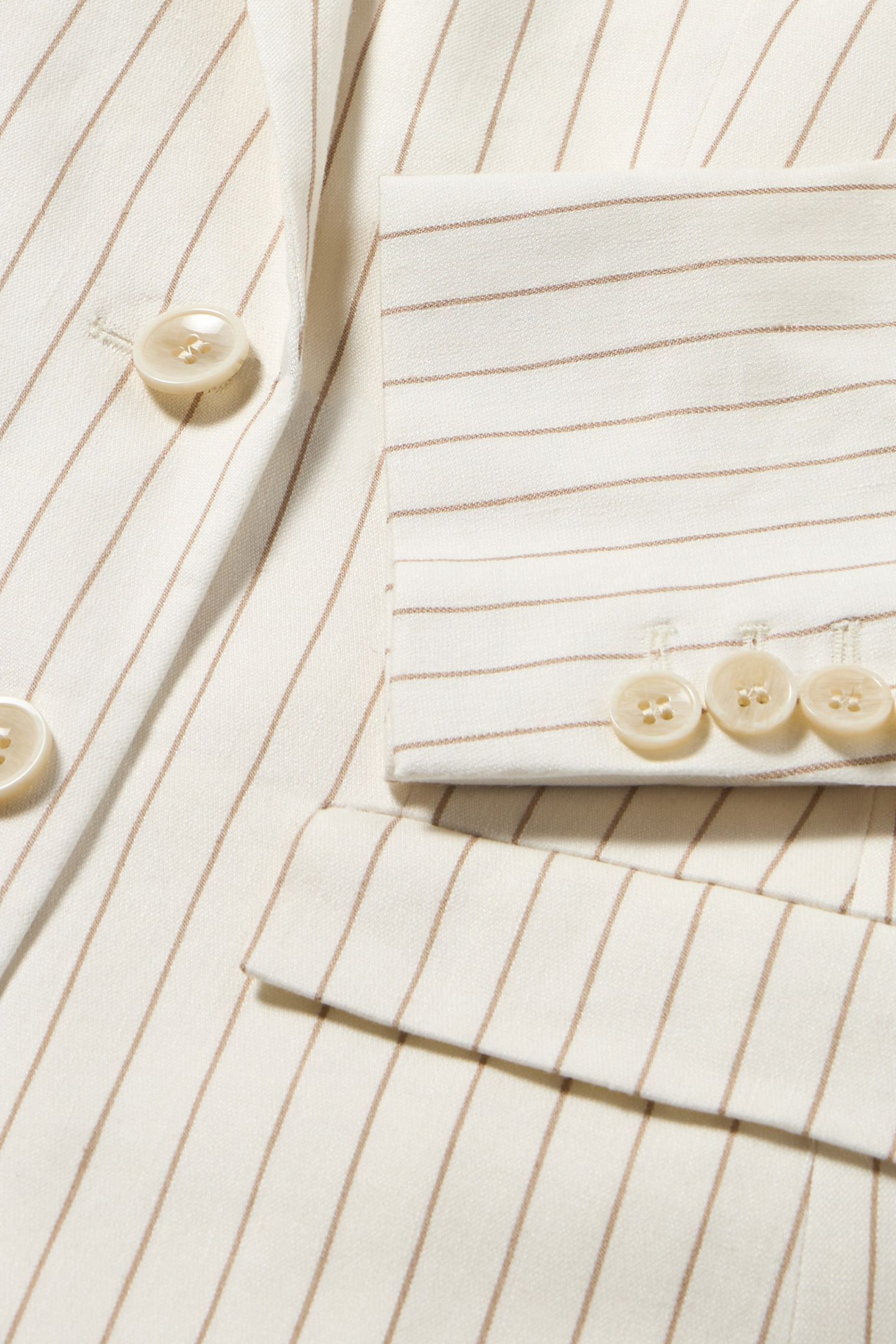 PINSTRIPE LINEN BLEND DOUBLE-BREASTED BLAZER WHITE 5