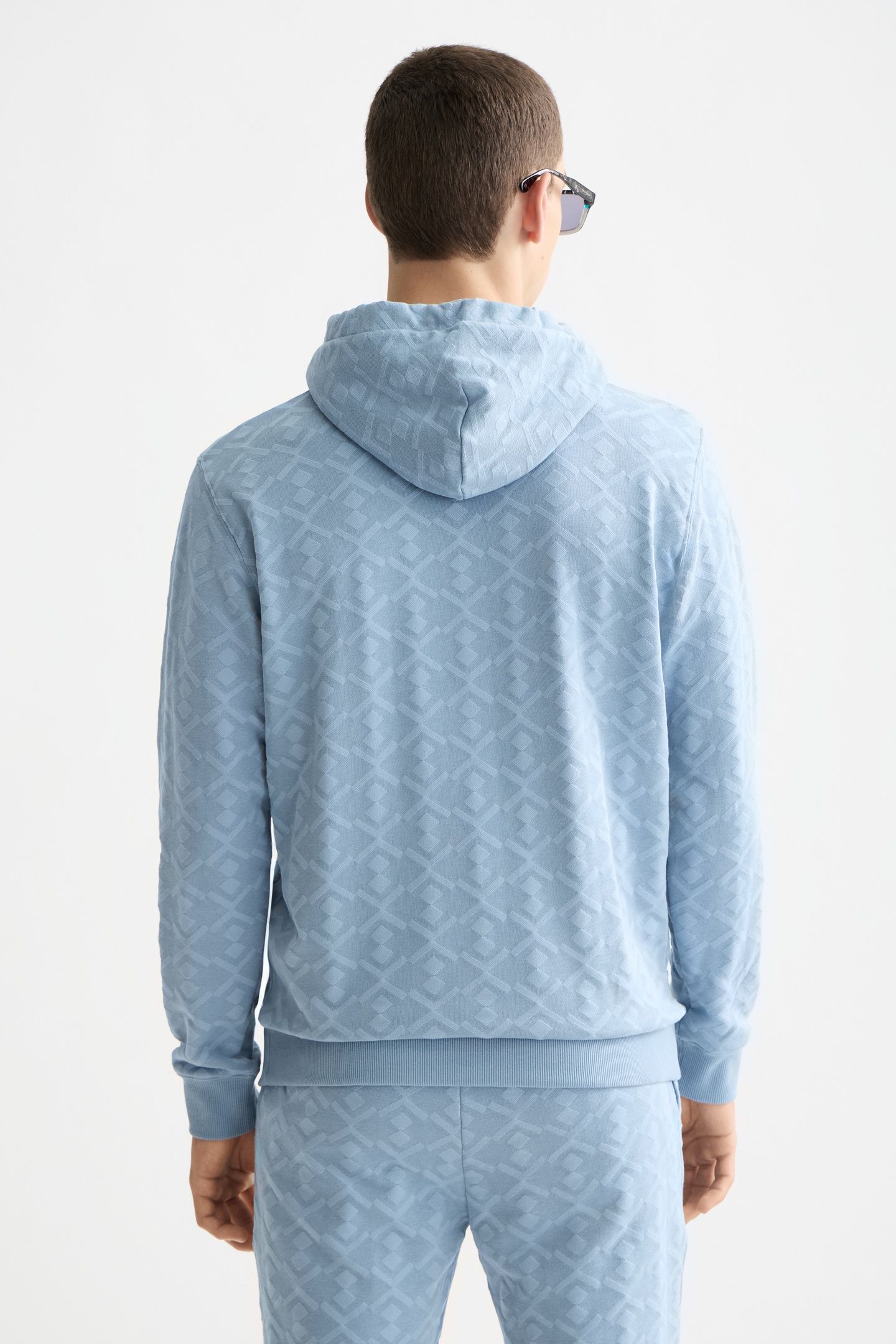 JACQUARD TERRY HOODIE FADED DENIM 2