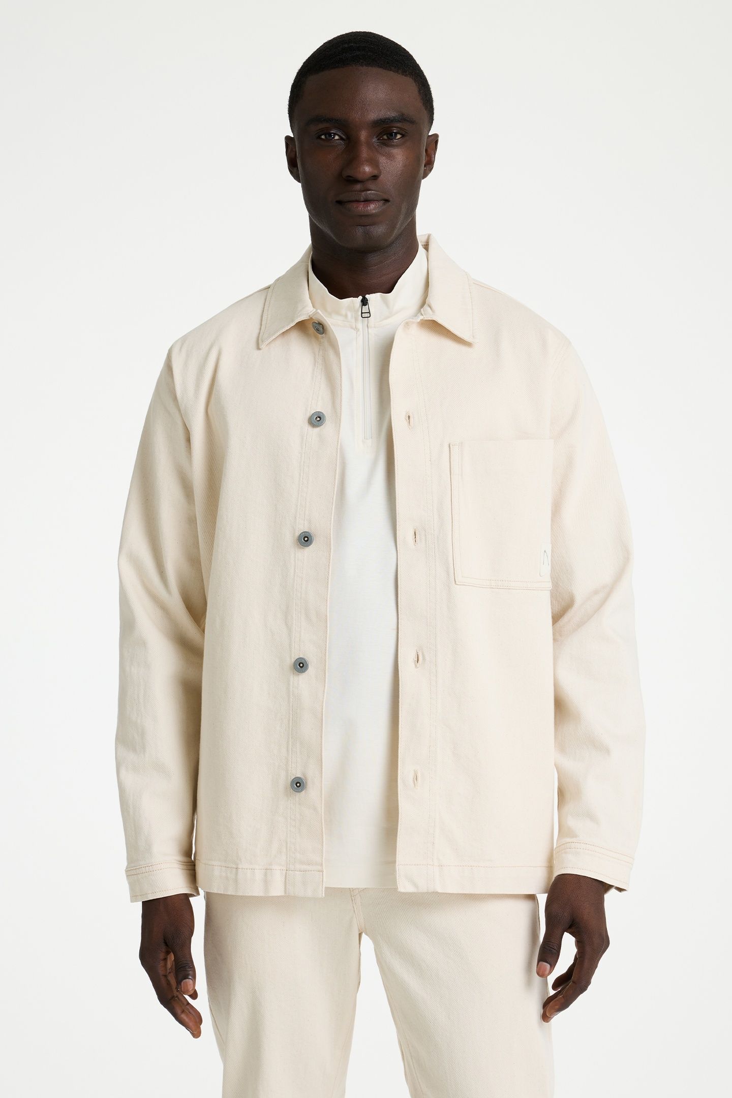 JAXON CURRENT SHIRT LONG SLEEVE WHITE DENIM 1