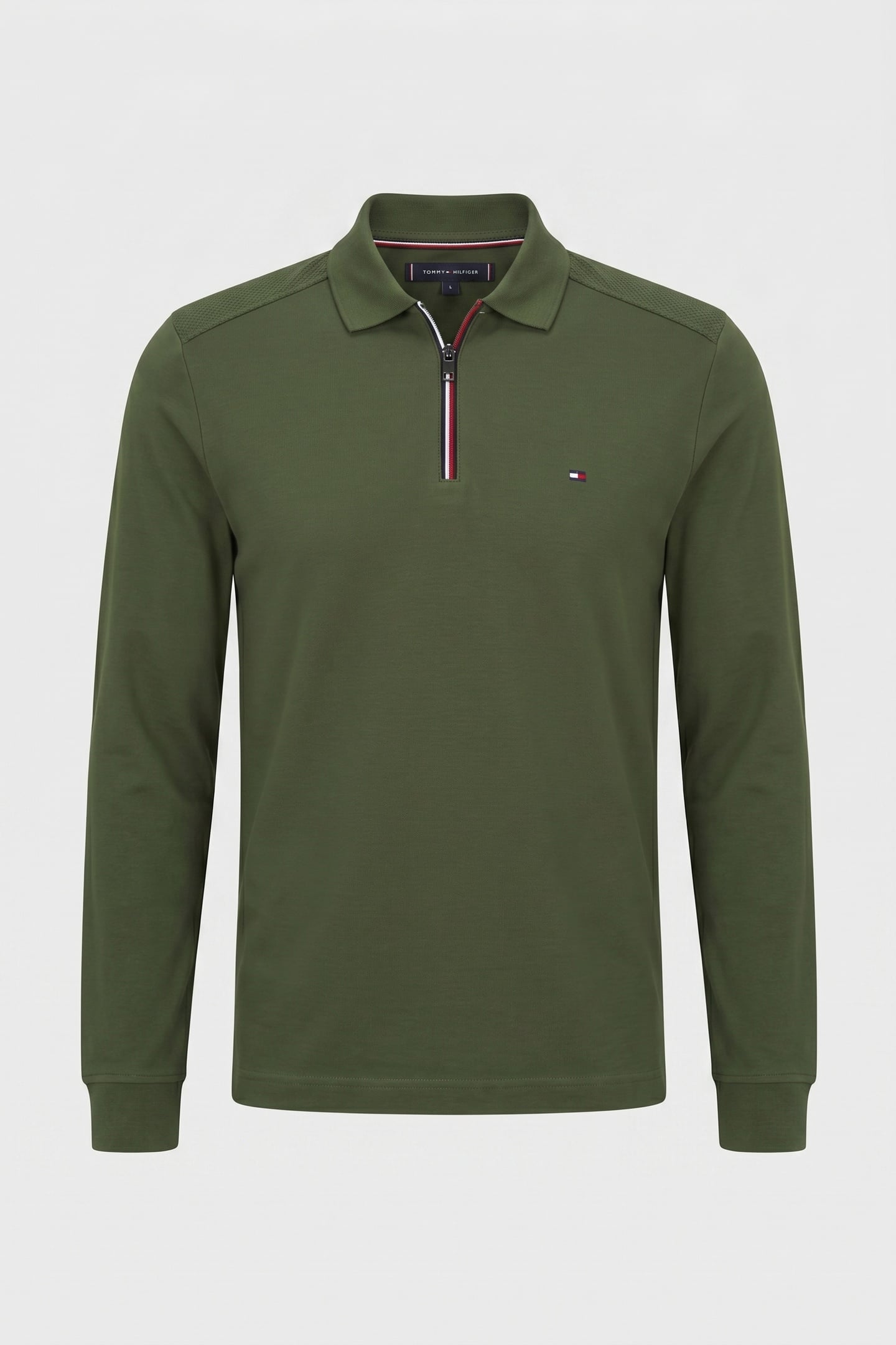 FLUID COTTON FLAG EMBROIDERY ZIP POLO SHIRT MOUNTAIN PINE 3