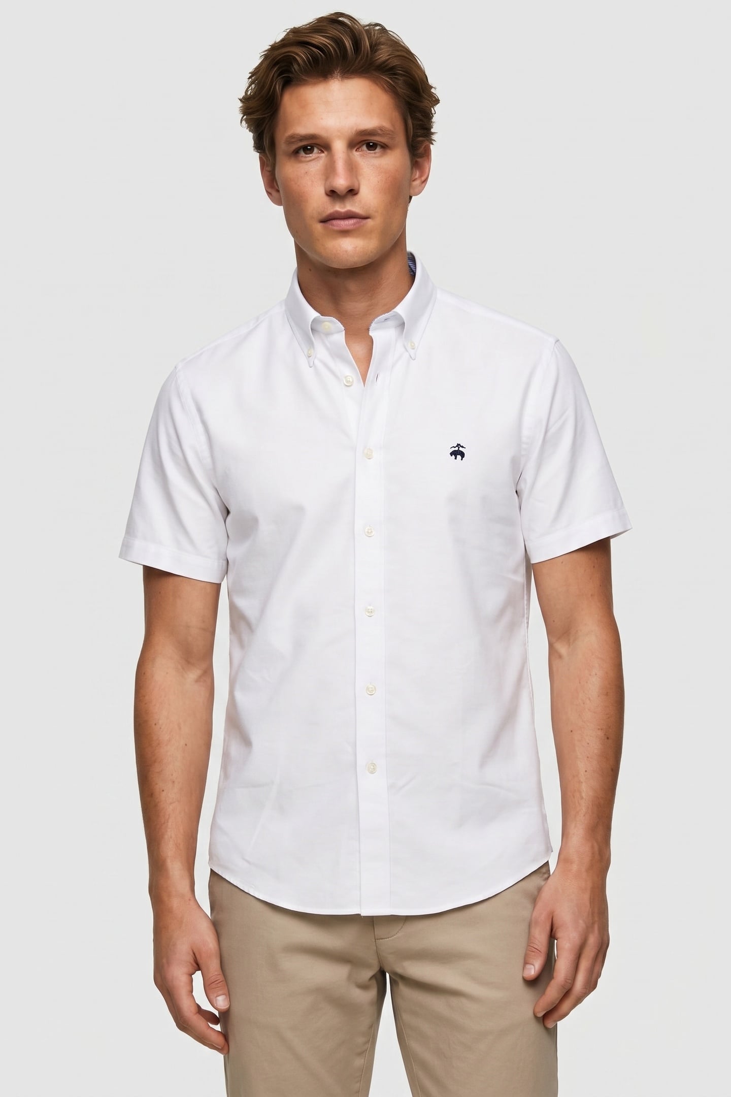 NON-IRON OXFORD STRETCH SOLIDS REGULAR SHIRT WHITE 1