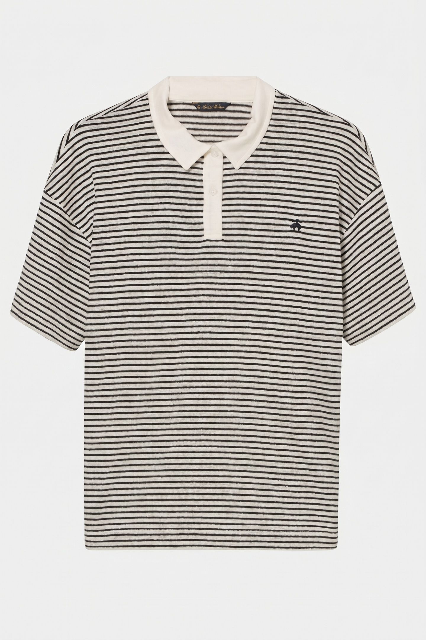 STRIPED LINEN-COTTON JERSEY POLO WITH LOGO WHITE 5