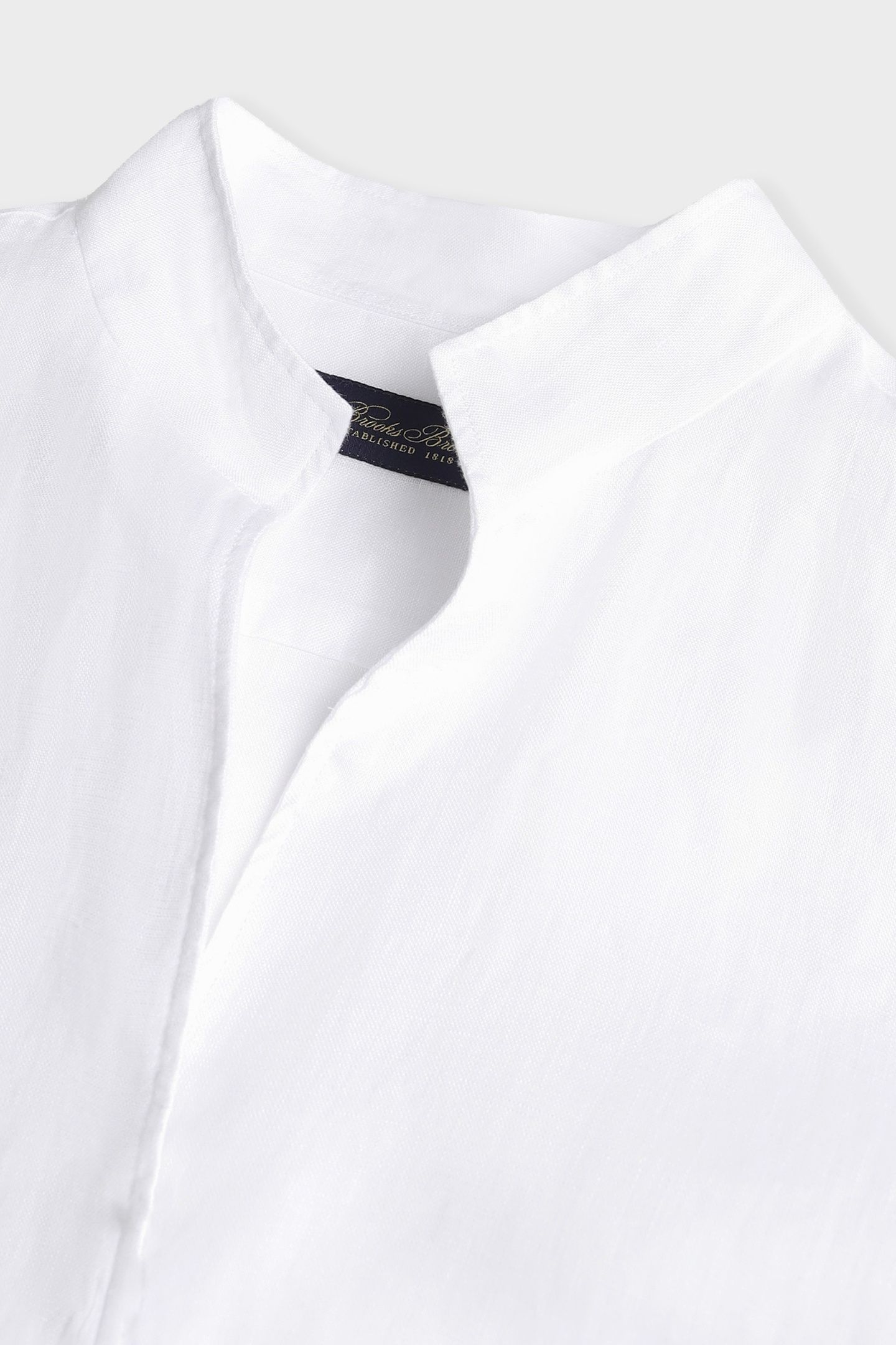 SLIM FIT LINEN SHIRT WITH STAND COLLAR WHITE 4